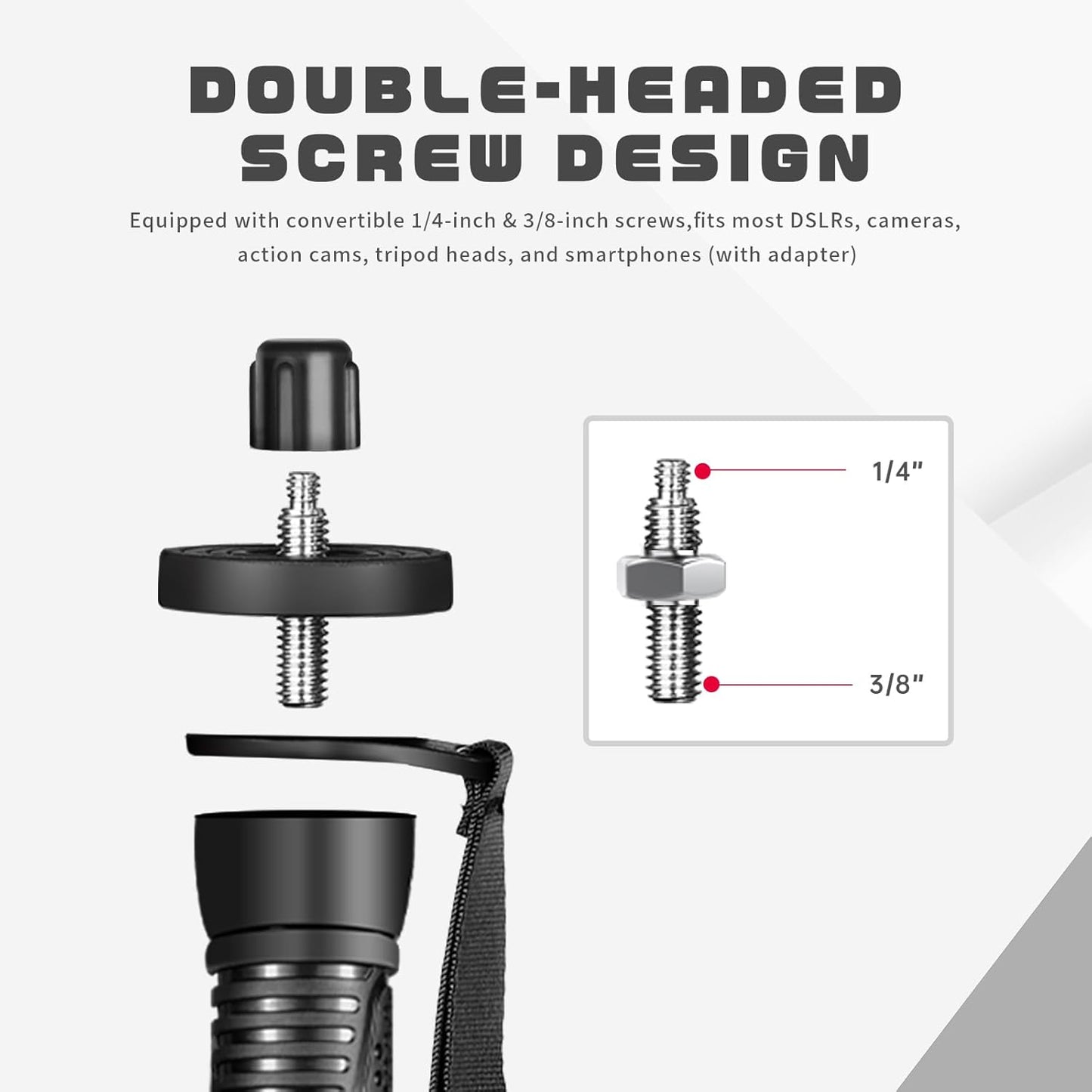 TONYBOO 65 5-Section 40 lbs TE-2 Aluminum Camera Monopod,Lightweight & Portable, Travel Monopod, Max Load