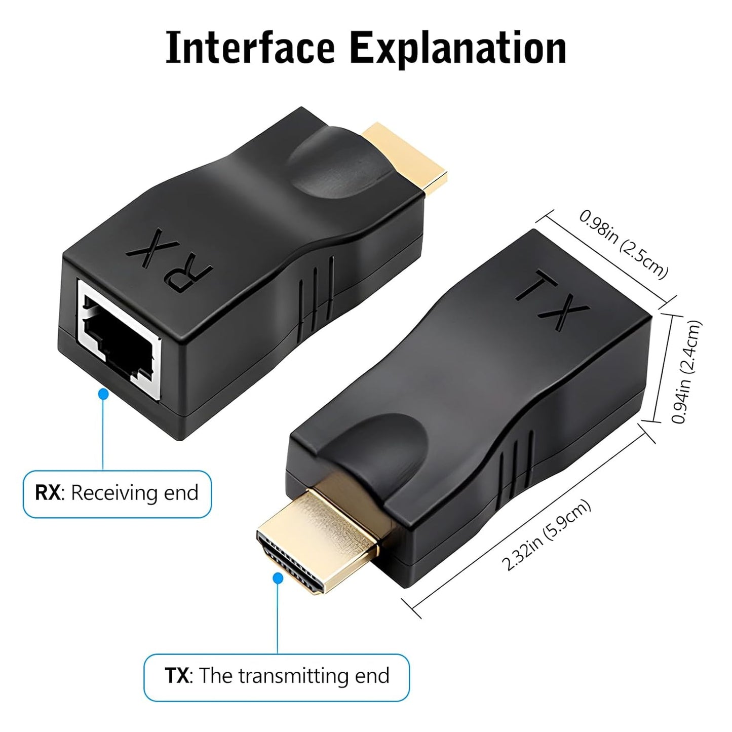 Eiszuso 5e/6, 2-Port RJ45 1080P 30m/98ft, Set PS4, HDMI Extender Over Cat HDMI to Ethernet Network Converter, Supports