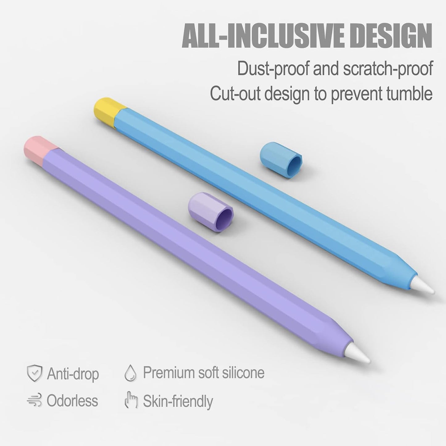KELIFANG 1st 2 12.9/10.5/9.7 inch, Silicone Case Sleeve Cover Compatible Apple Pencil Generation, Protective Skin