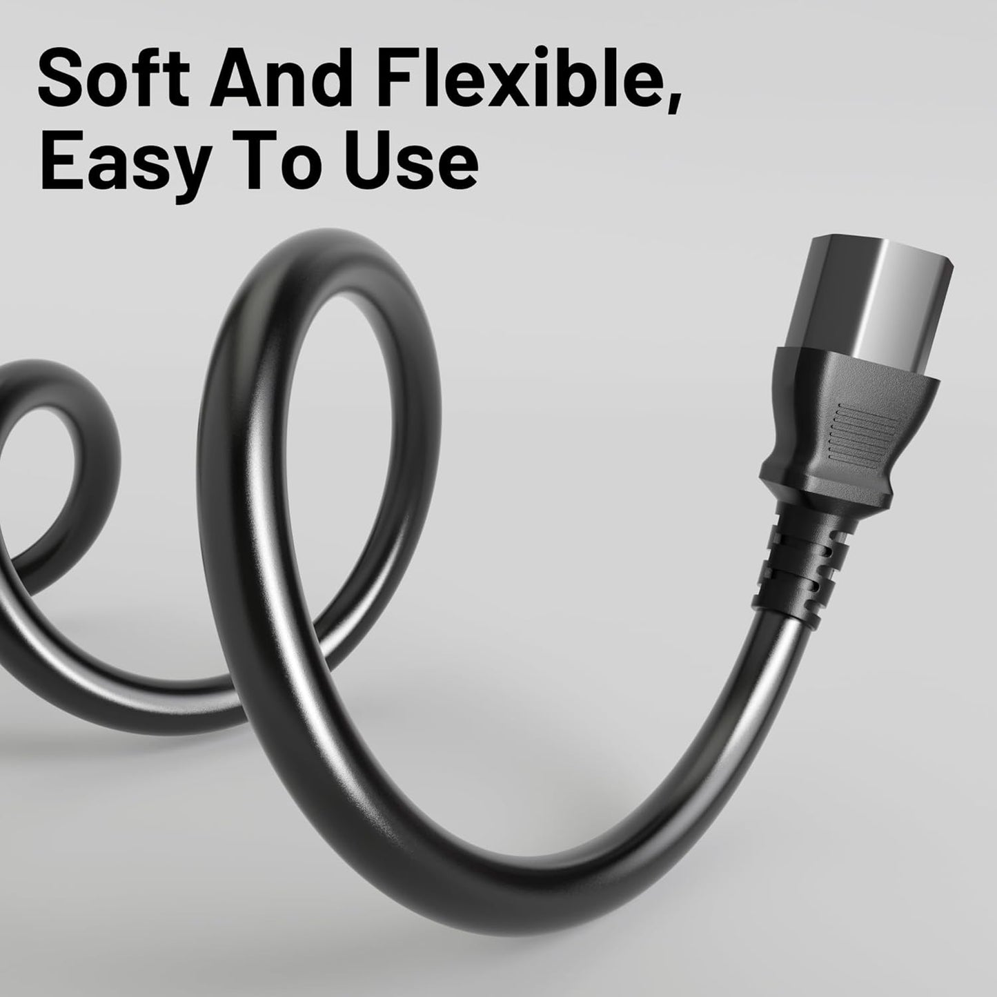 Vockjour 3 3ft 10 125 18AWG, 5-15P C13, Prong AC Power Cord Cable Amps Volts NEMA to Black PC Power Cable for TV