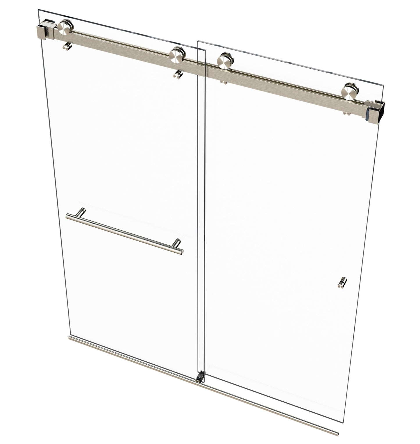 Eurotech Showers VITRA-200 56.5-59" W x 78" H Twinglide Frameless Shower Door w/ 3/8" Clear Tempered Glass (Brushed Nickel)