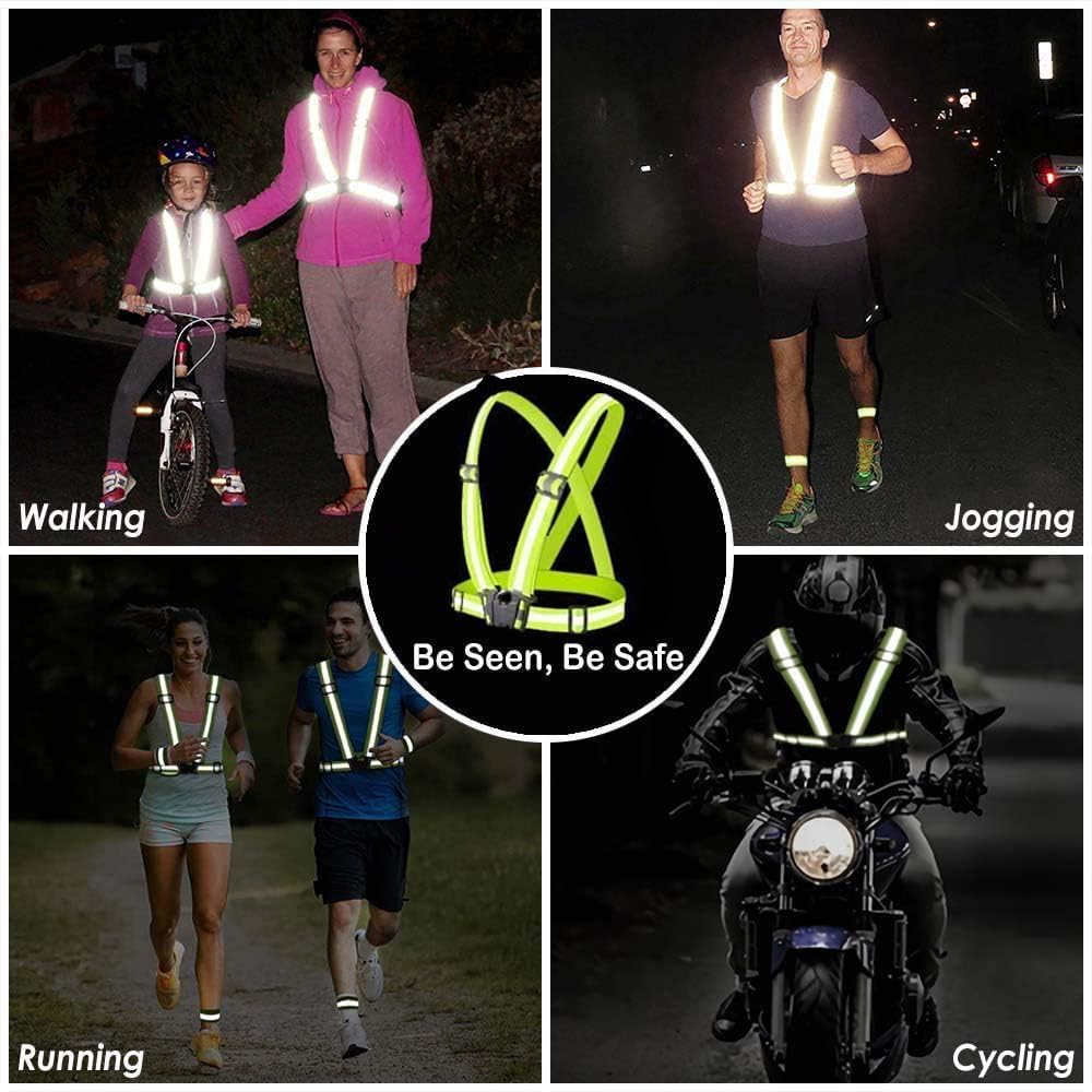 Cezmkio Reflective Safety Vest 2pcs - High Visibility Vest Adjustable Straps for Outdoor Jogging, Cycling, Walking and Riding