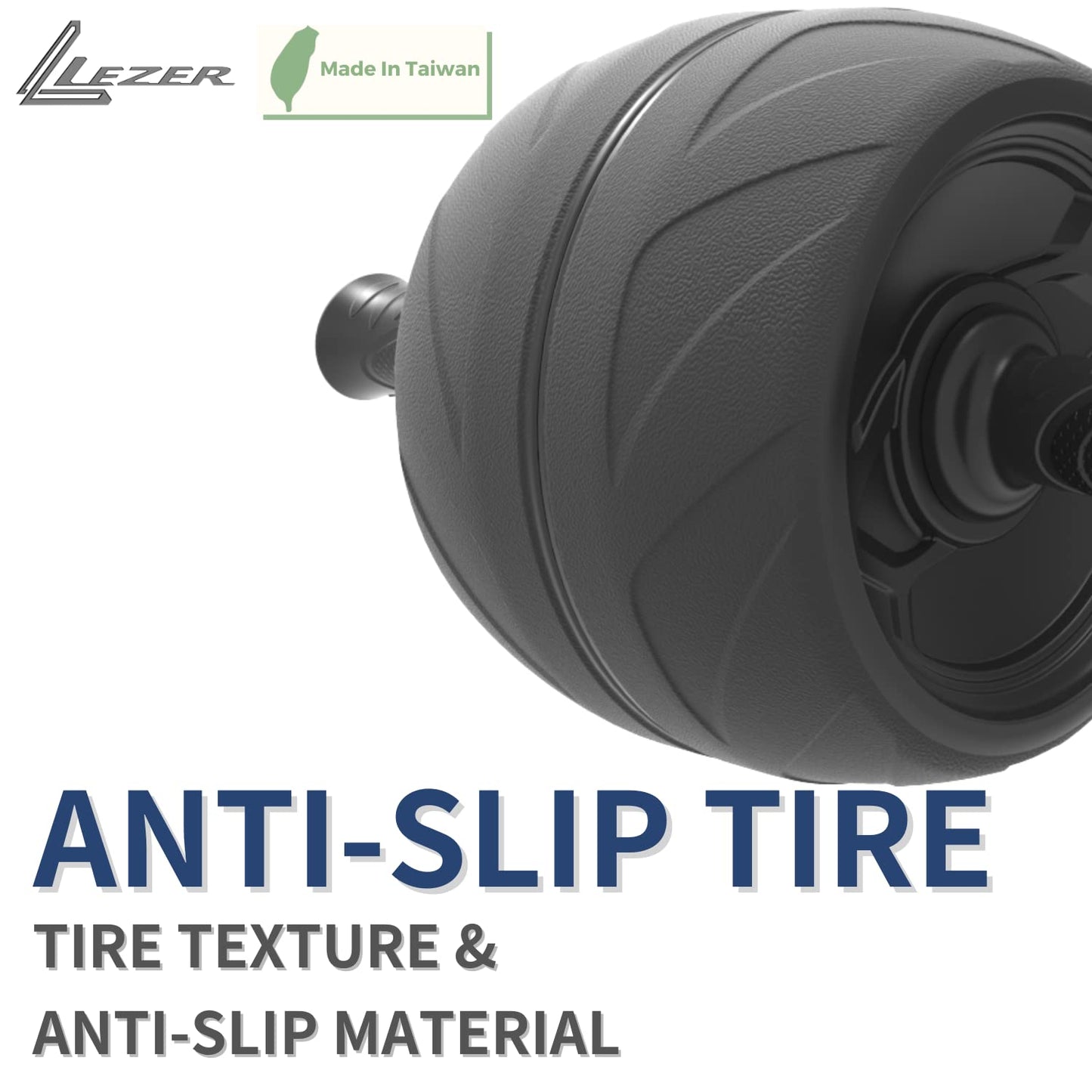 LEZER Ab Roller Wheel, Abdominal Workout, Extra Wide 5.5", Exercise Wheel, Home Gym Fitness Equipment, Core Strength, Muscle, Thick Knee Pad, Made In Taiwan Black