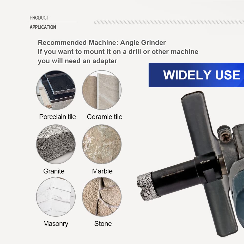 SHDIATOOL Diamond Core Drill Bits for Porcelain Ceramic Tile Marble Brick Vacuum Brazed Hole Saw