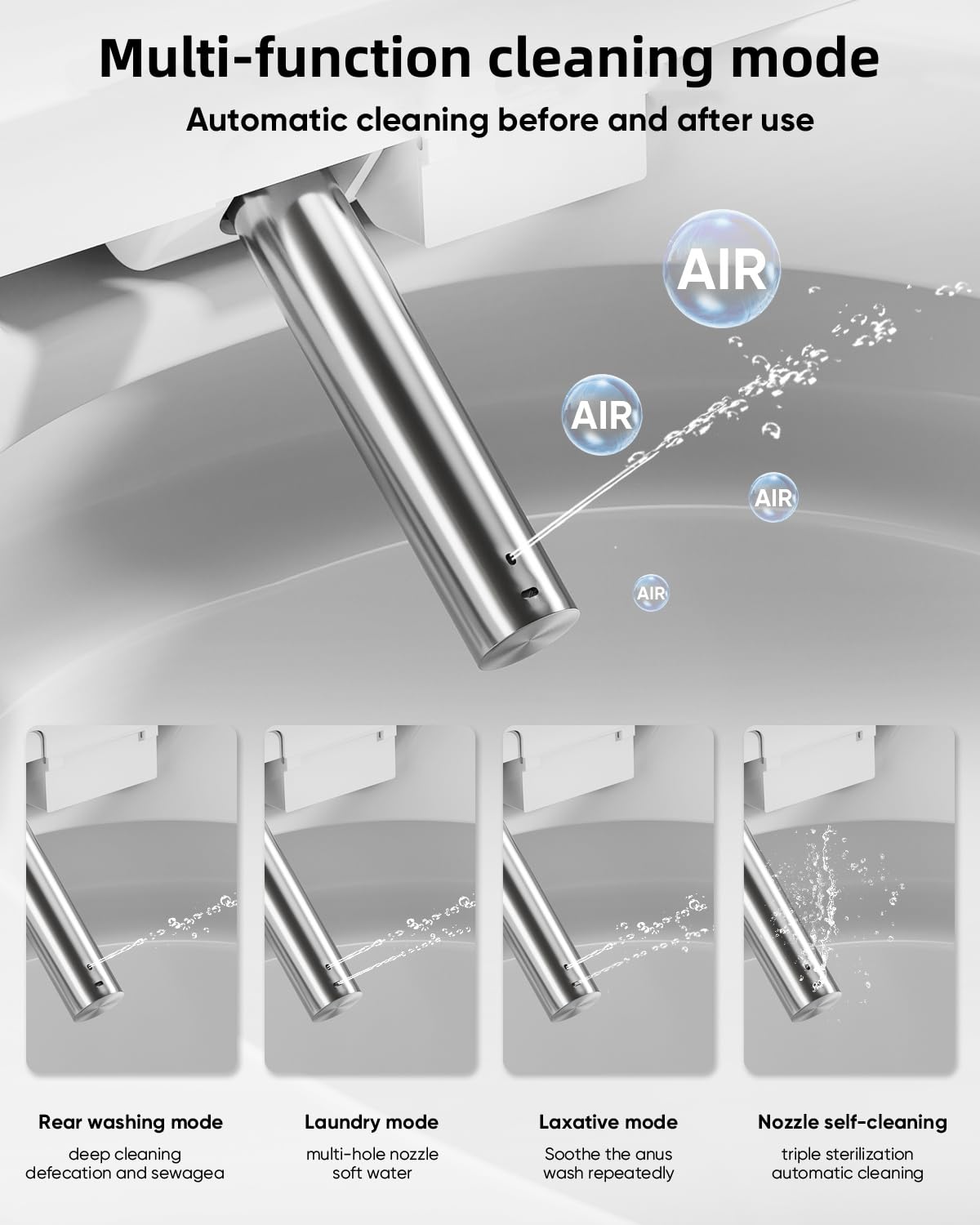 Smart Toilet with Warm Water Sprayer and Dryer, One Piece Bidet Toilet with Auto Dual Flush Foot Sensor Operation,Heated Seat Smart with Built In Fahrenheit LED Display