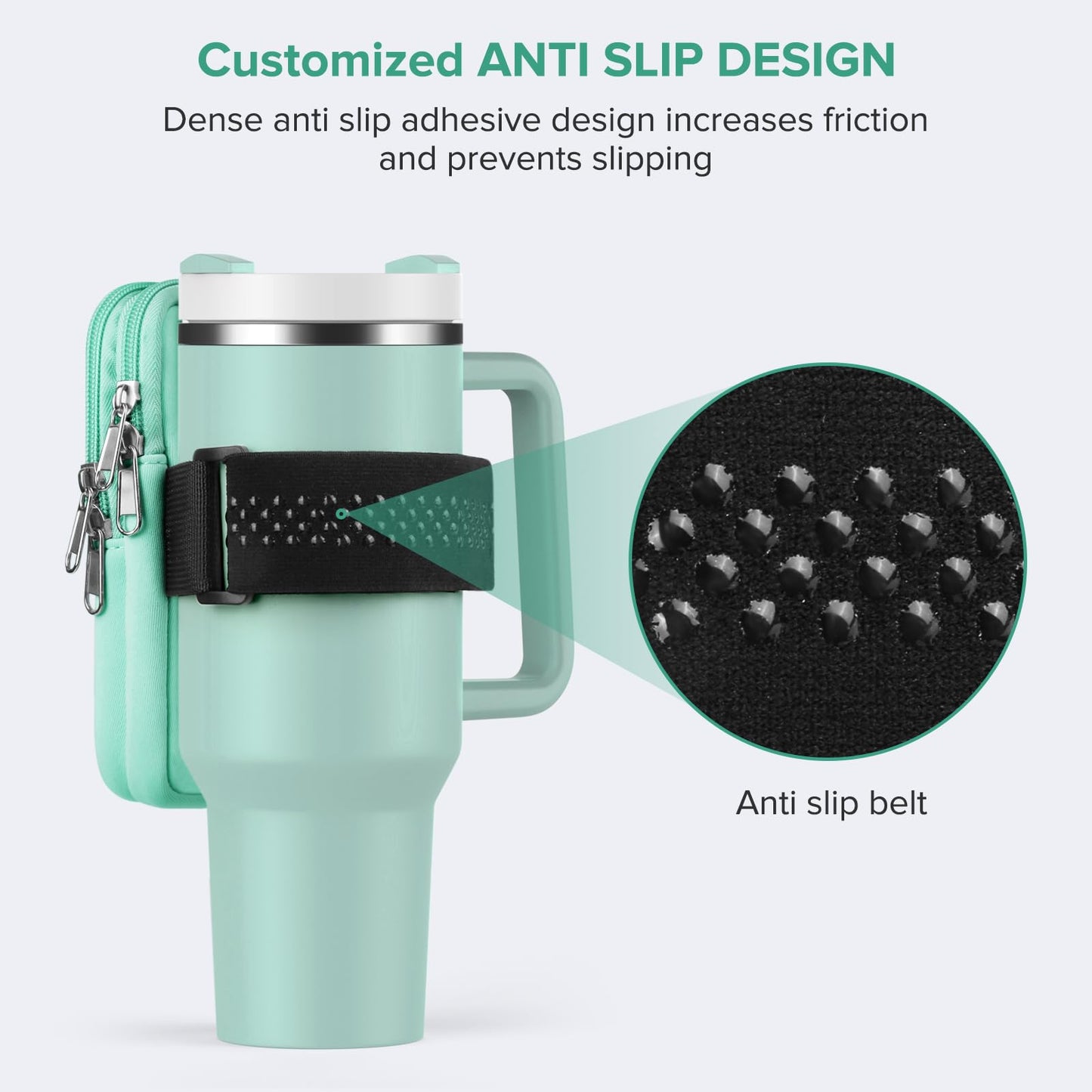 Water Bottle Pouch For Stanley Cup 40oz 30oz, Running Water Bottle Bag for Cards, Keys, Phone, Gym Accessories For Men Women, Travel Tumbler Mug Pouch Compatible With Stanley, Simple Modern(Green)