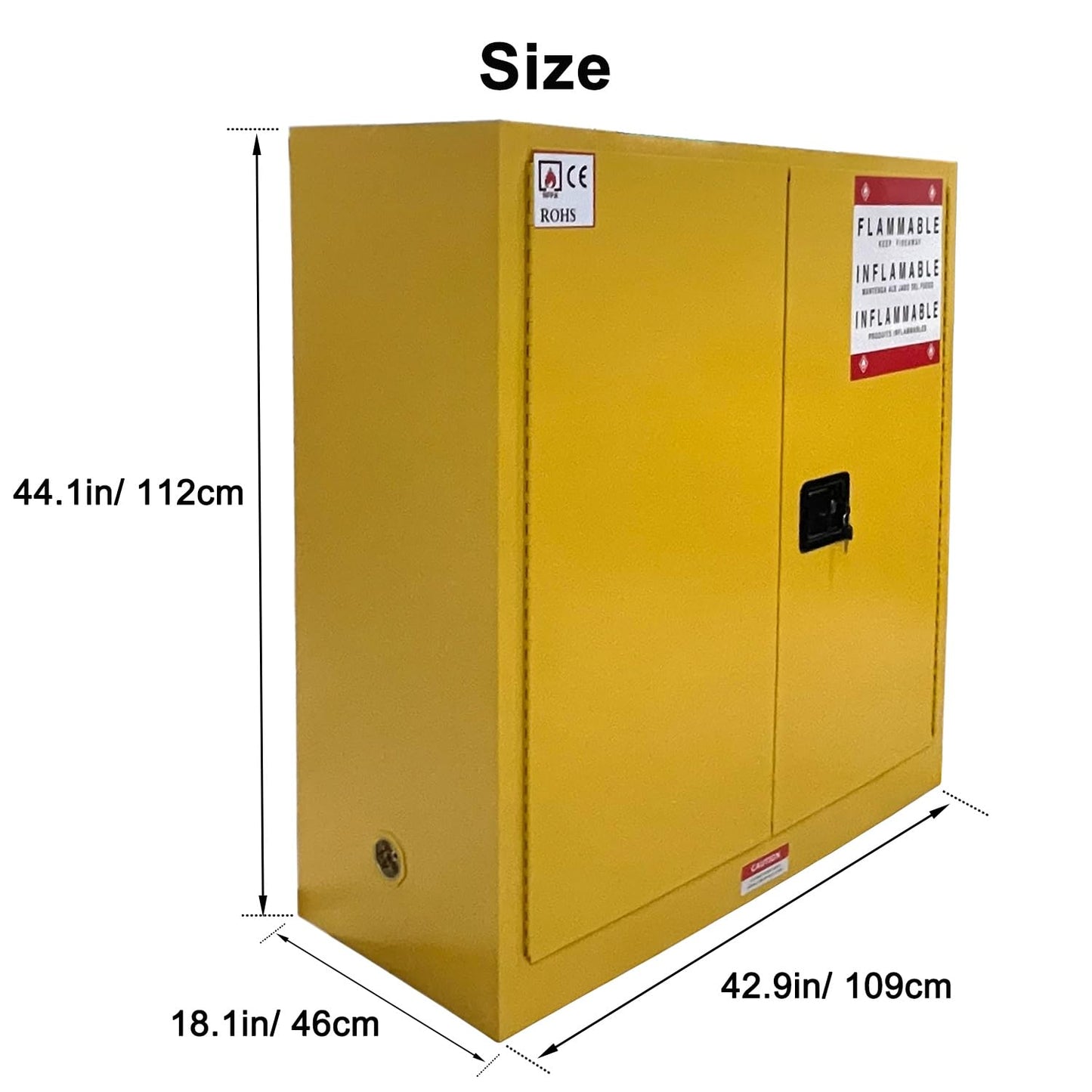 koxuyim Hazardous Materials Storage Cabinet, Industry Safety Cabinet, Cold-Rolled Steel fire Resistant Cabinet with Adjustable Shelf, 2 Manual Closing Doors for Industrial (43"*18"*44")