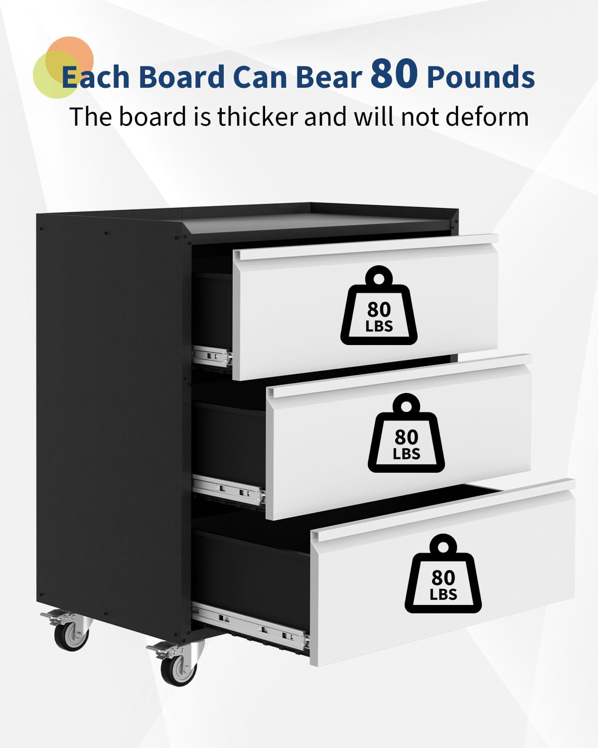 GarveeHome Lockable Metal Rolling Tool Chest with 3 Drawers, Storage Cabinet with Wheels for Garage and Warehouse, Assembly Required