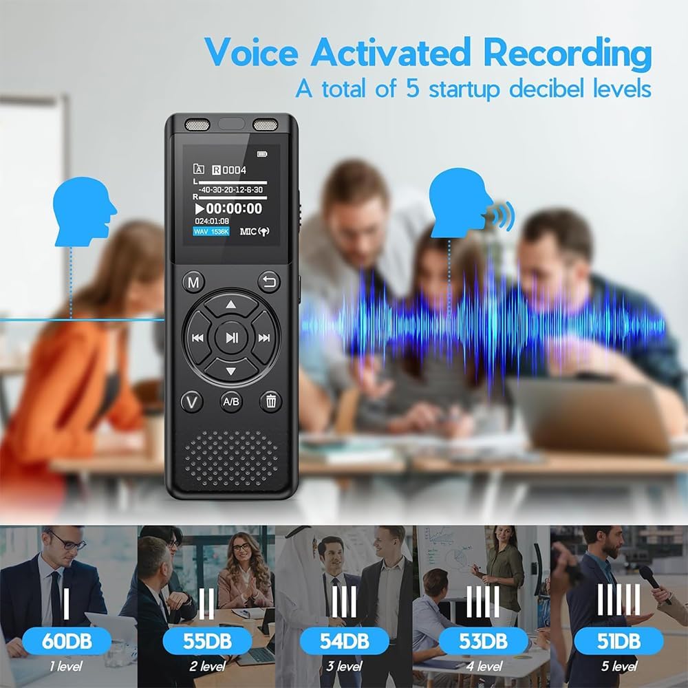 Tonfarb 64GB Repeat,MP3 Digital Voice Recorder with Playback,Audio Recording Device for Lectures