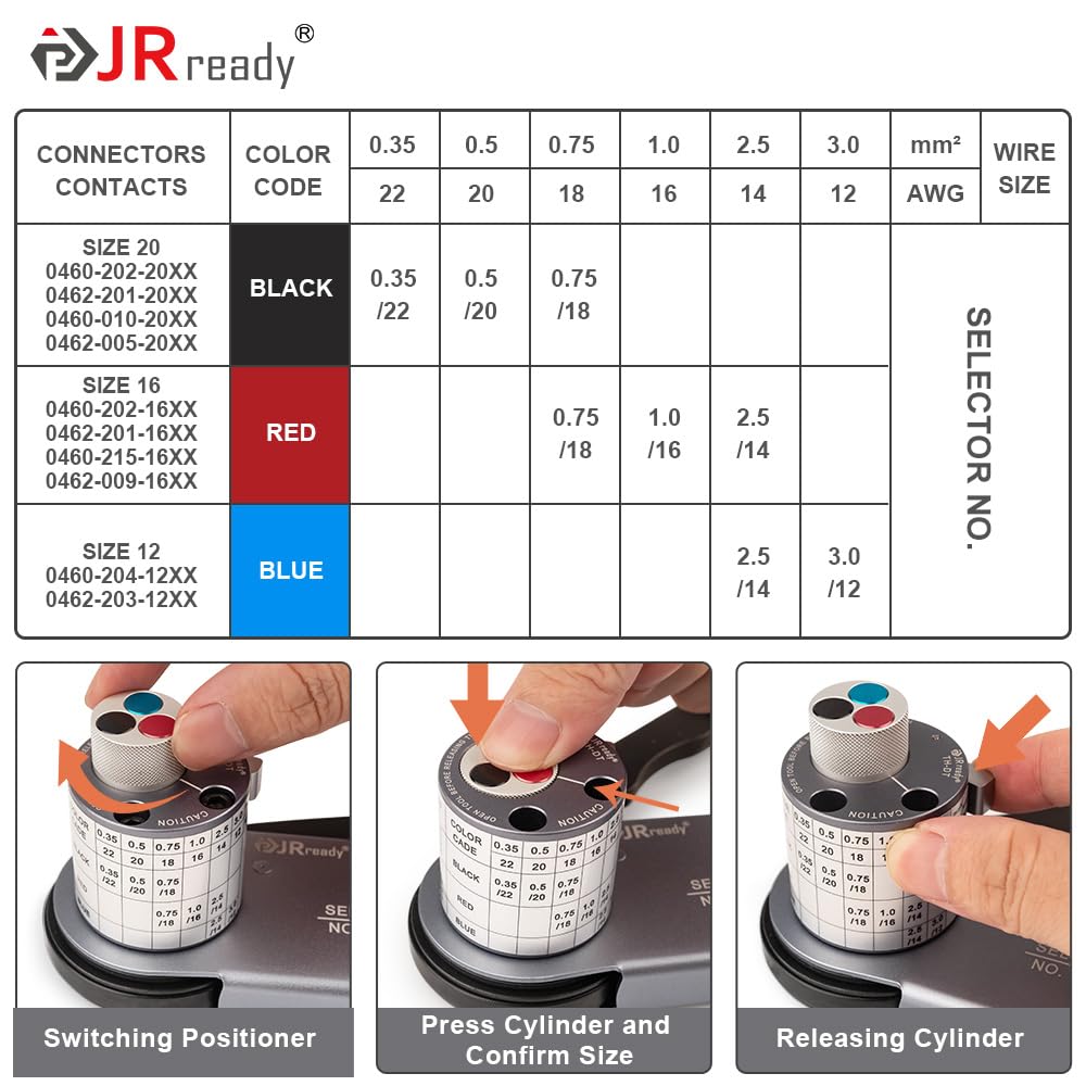JRready ST6437 Deutsch Connector Kit, DT DTM Connectors 2 3 4 6 8 12 Pin with Turret Style Crimping Tool, Size 16 20 Solid Pins Wire Gauge 14-22AWG, 14AWG Yellow Seals and Removal Tools