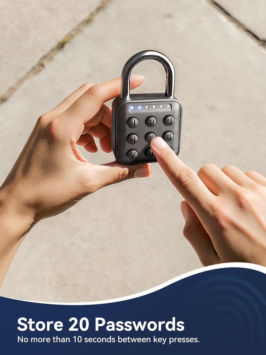 NexusLab Digital Padlock for Gym Locker & Outdoor Gate - IP67 Waterproof Electronic Combination Lock, Push Button Keypad, No App Needed. 6-Digit Smart Keyless Entry for School, Shed, Fence