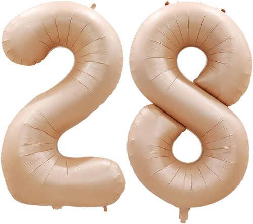 GOER Jumbo 42-Inch Number 28 Balloons - Caramel Foil Helium Decorations for 28th Birthday Party