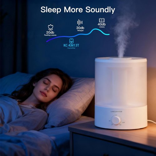 MEGAWISE Ultrasonic Cool Mist Humidifier - 3.5L Top-Fill Design, Essential Oil Diffuser, Quiet Operation, Auto Shut-Off