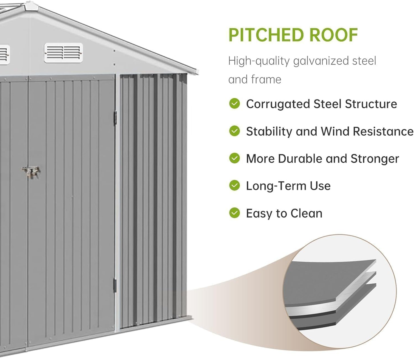 12X10FT Metal Outdoor Storage Shed, Galvanized Steel Garden Tool Shed with with Lockable Door & Vents,Waterproof All-Weather Utility Tool Shed for Lawn Mower, Bike