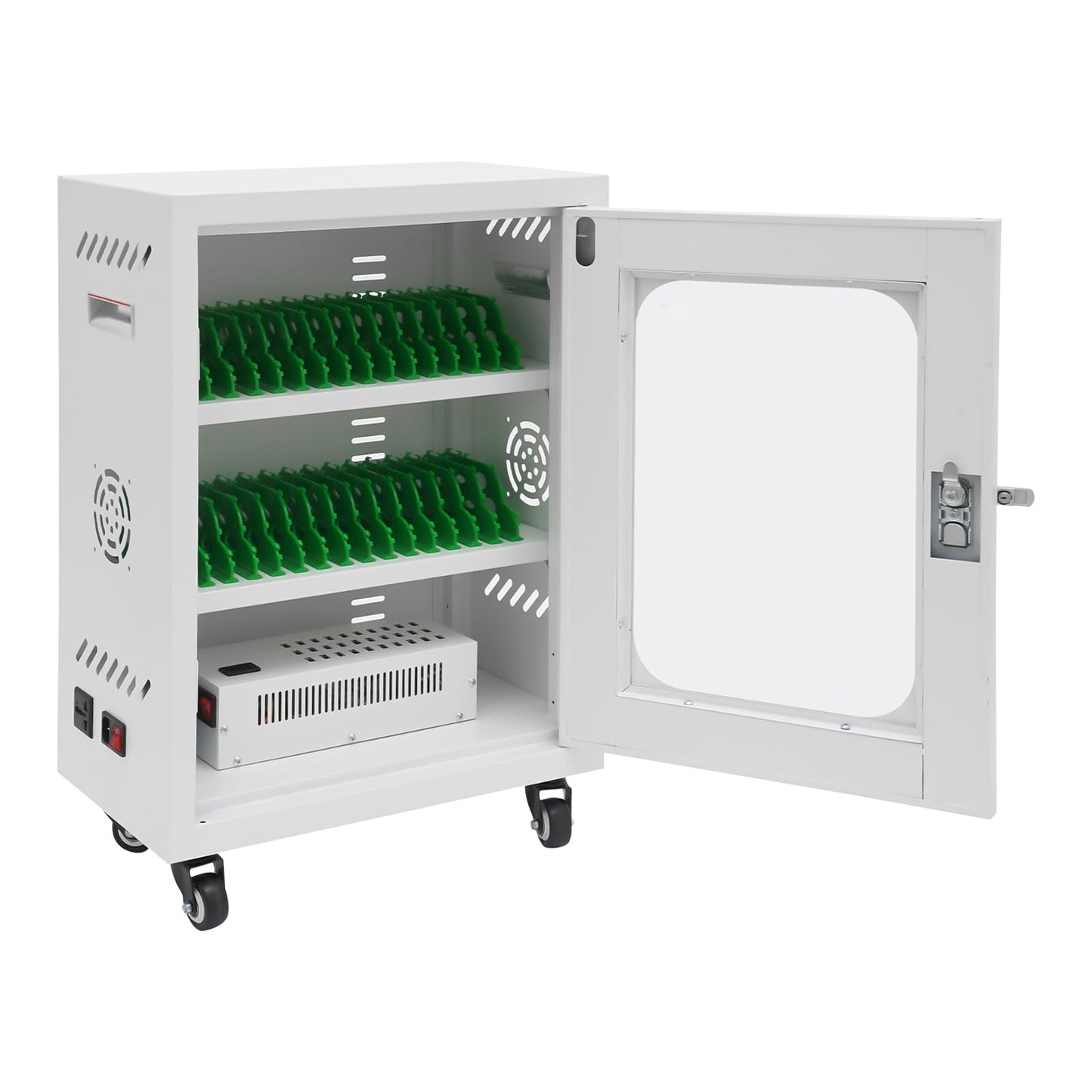 Rechargeable Mobile Phone Charging Cabinet,30 Slots Cell Phones Charging Station Portable Cellphone Charging Cart with Combination Lock, for Students and Employees, Tourists (30-Slots)