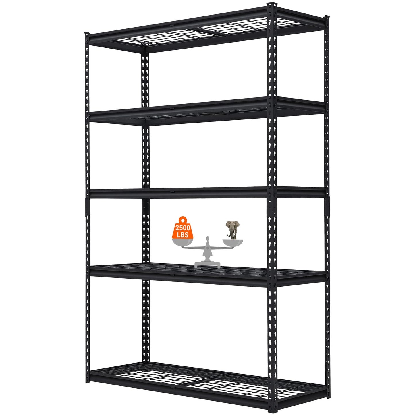 5 Tier Shelving Unit for Garage Organization-Heavy Duty Industrial Wire Shelving Rack, 2500Lbs Metal Storage Racks, Multifunctional Utility Shelf for Garage, Office, Kitchen
