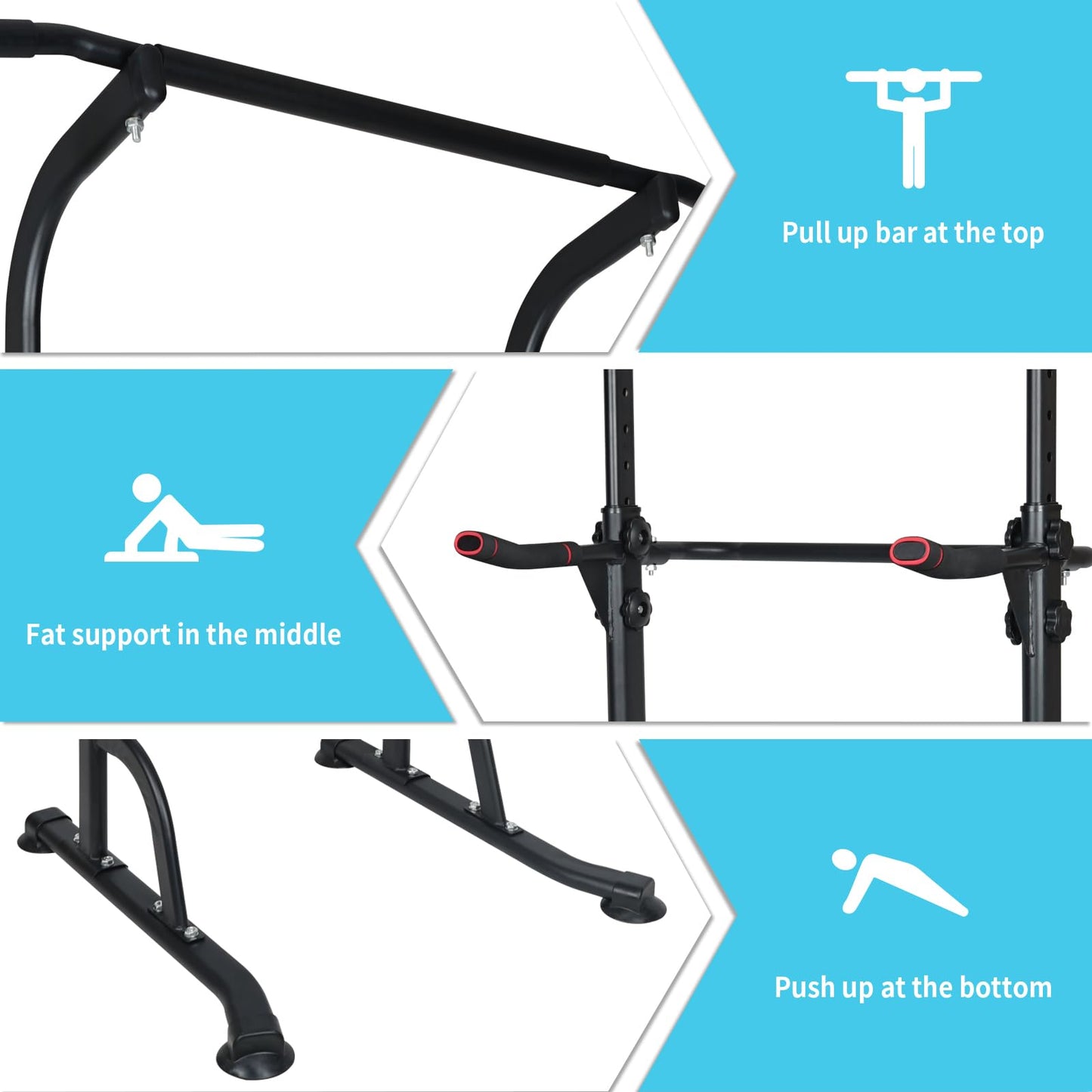 LSKSSNG Power Tower Dip Station Pull Up Bar Exercise Tower, Adjustable Height Dip Bar Power Tower for Multi-Function Full Body Strength Training Fitness Equipment, Pull Up Stand for Home Office Gym