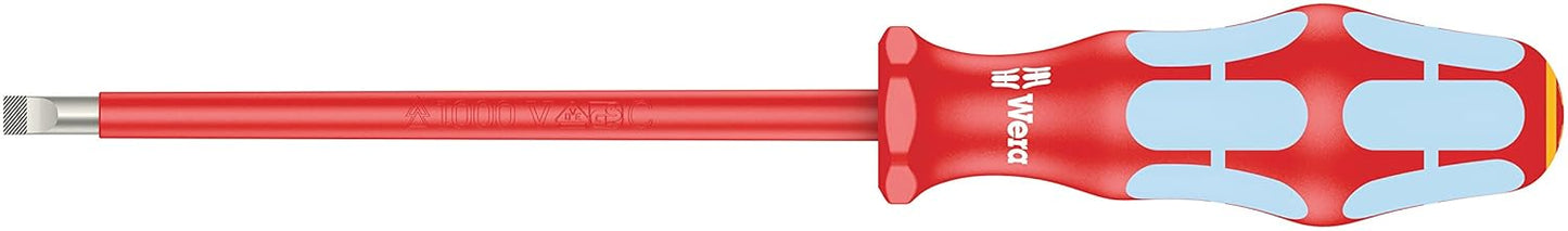 Wera Kraftform VDE Slotted Screwdriver - Stainless Steel, Lasertip, 3.86" Blade Length, 7/32" Head