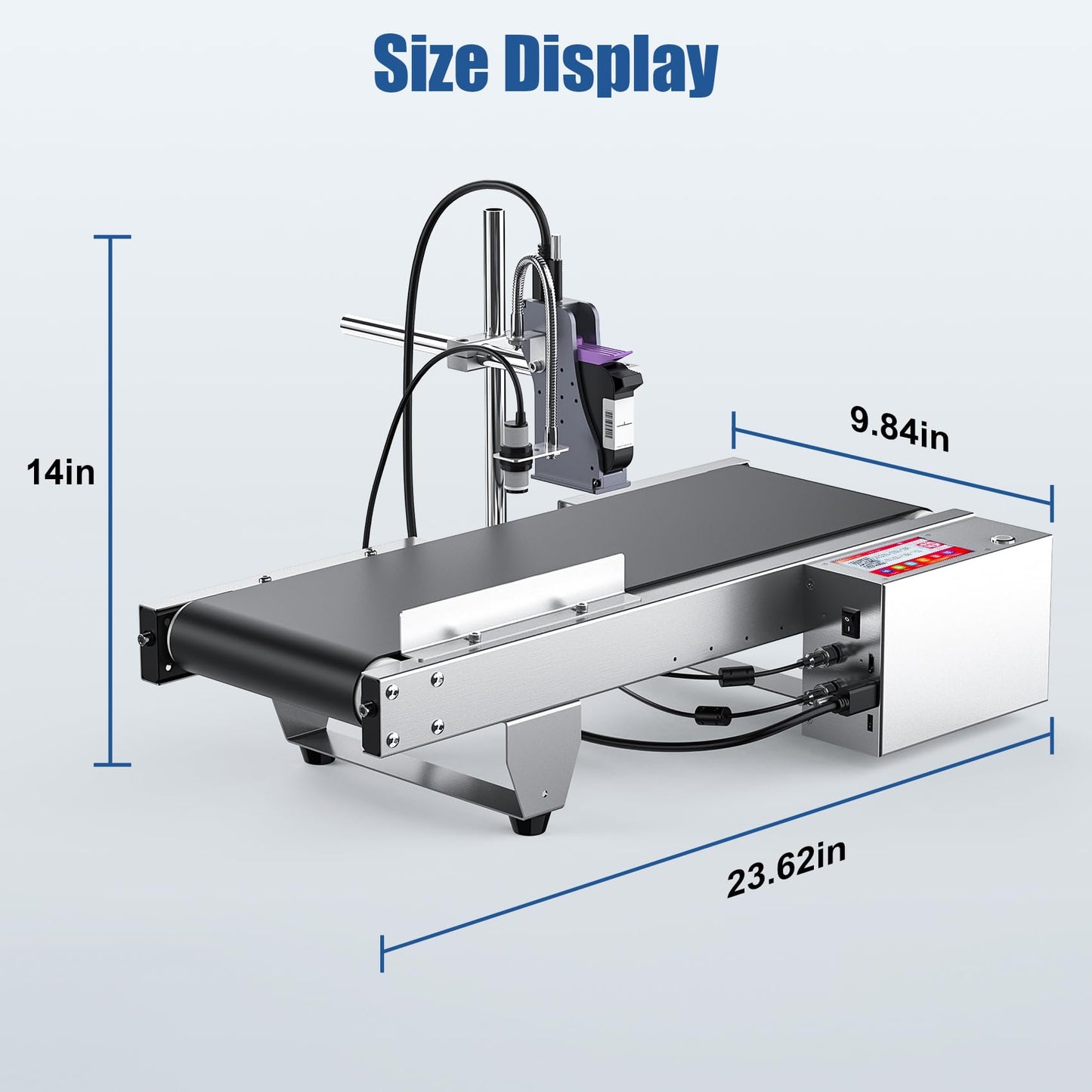 BESHENG JS740 Inkjet Coding Machine with Mini Conveyor Belt, Automatic Online Inkjet Printer with 42ml Original Quick-Drying Ink, Industrial Batch Code Printer Date/Barcode/QR Code/Number/Label