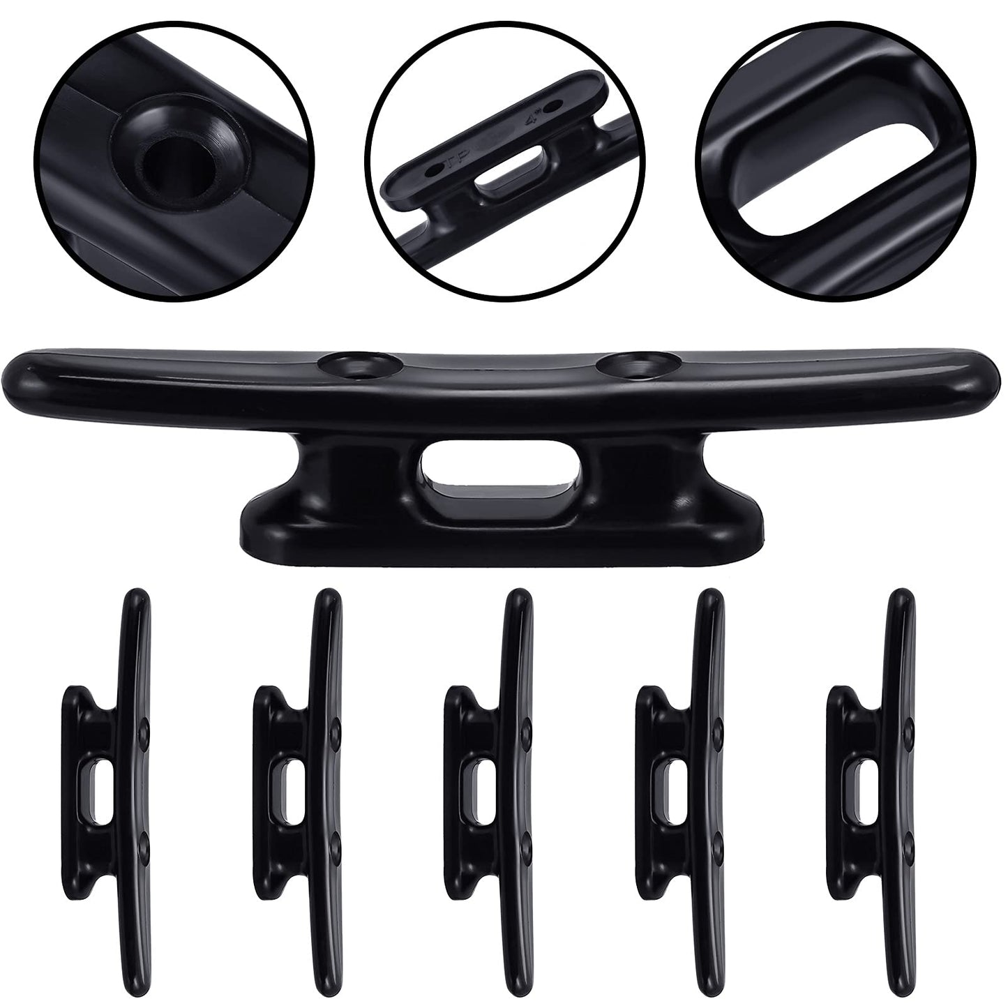Hestya 8 Pieces Black Boat Cleats 4 Inch Nylon Kayak Dock Cleat Black Rope Cleat for Rope, Kayak, Mooring, Canoe, Tie Down, Maritime Decor