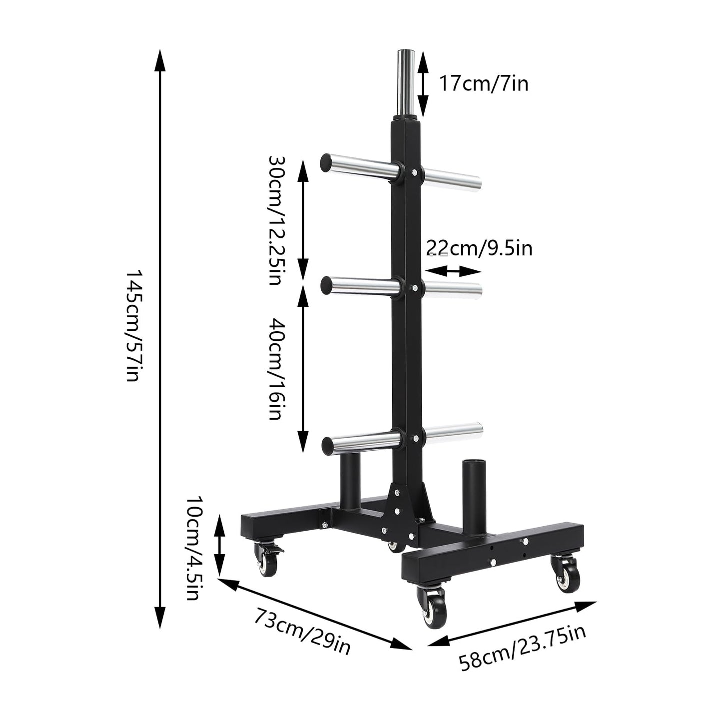 Pyroarle Plate Rack Tree, All Weight Plate Tree Holder & Vertical Barbell Storage Rack with Wheels, Commercial Olympic Weight Plate Tree for Homes, Hotels, Gyms