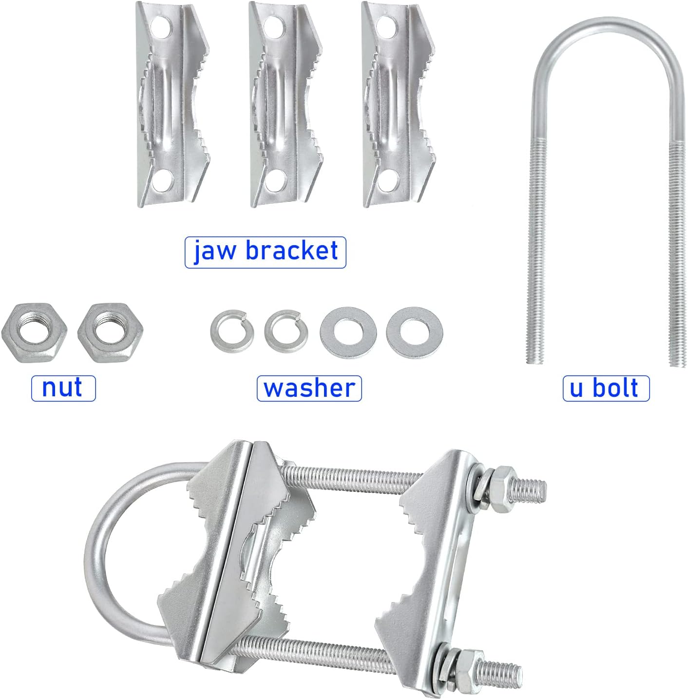 2 Sets Double Antenna Mast Clamp V Jaw Block with U Bolts, Heavy Duty Mast to Mast Mount Bracket Kit for Outdoor