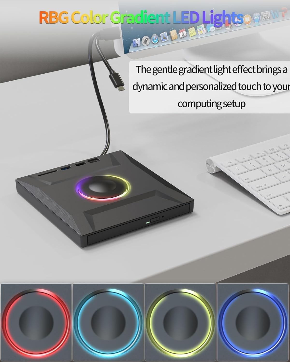 ASHDOL Drive,7 1 3.0 External CD DVD in USB and Type-C Disc Reader Writer Burner Player,Slim and Portable CD DVD +/-RW