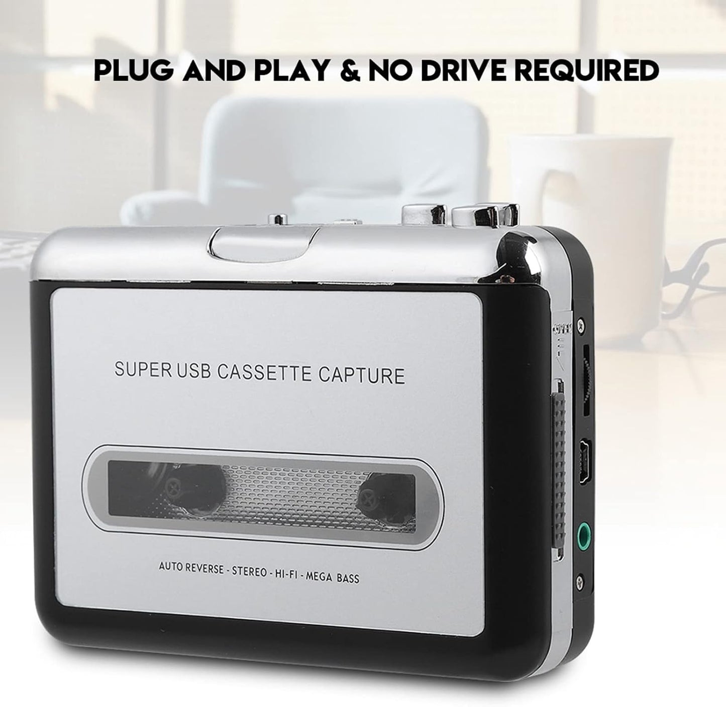 Cassette Cassette MP3 Portable Player Recorder Converter, Tape to Converter Convert Tapes to Digital Files via USB