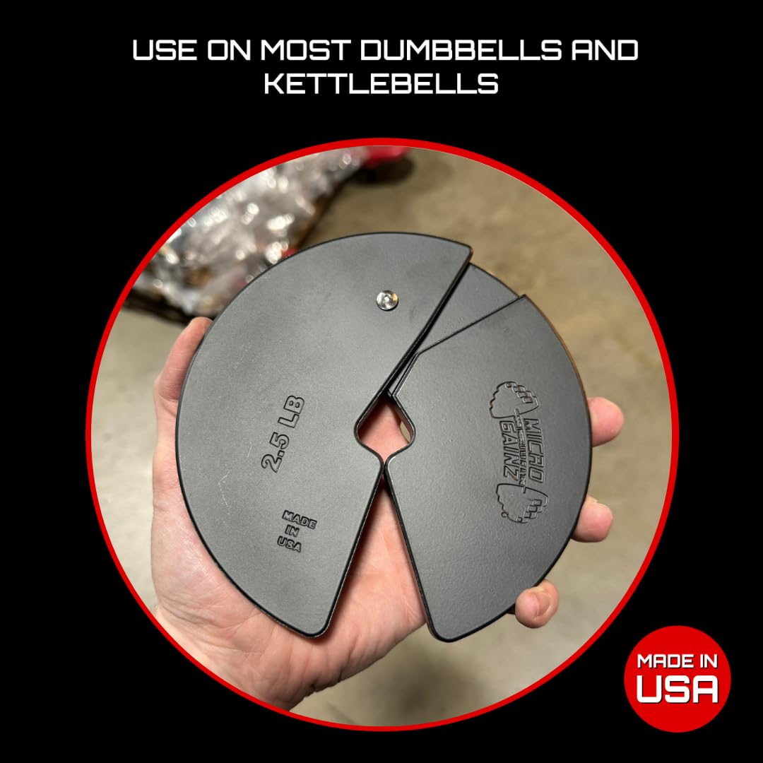 Micro Gainz Dumbbell Fractional 2.5 lb Weight Plate, Ideal for Micro Loading, (Choose Color) 2 Piece Fractional Weight Plates, Designed for Dumbbell Training, Made In USA (Black)