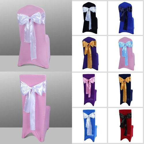Babenest Satin Chair Sashes - Upgraded 50 Pcs Chair Ribbons & Bows for Weddings & Events | White