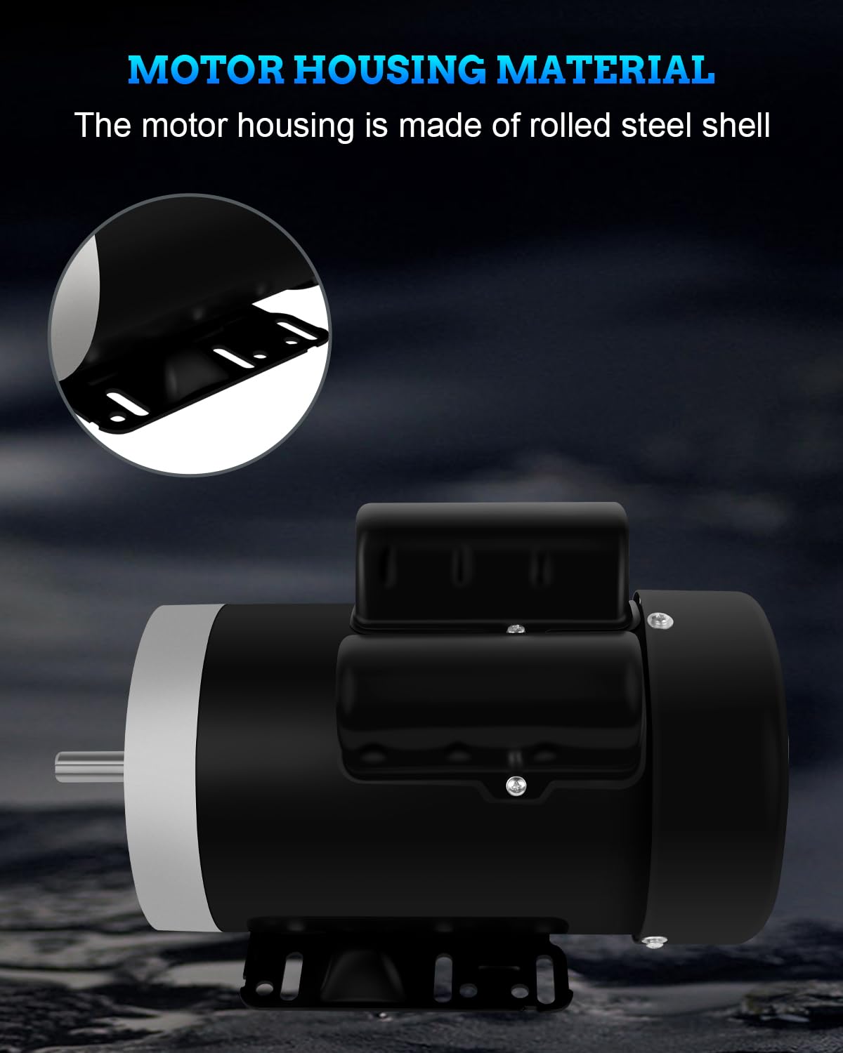 Electric Motor 5HP, 3450RPM General Purpose Motor, Single Phase Motor 208-230V 56C Frame 5/8" Shaft Diameter 60HZ TEFC