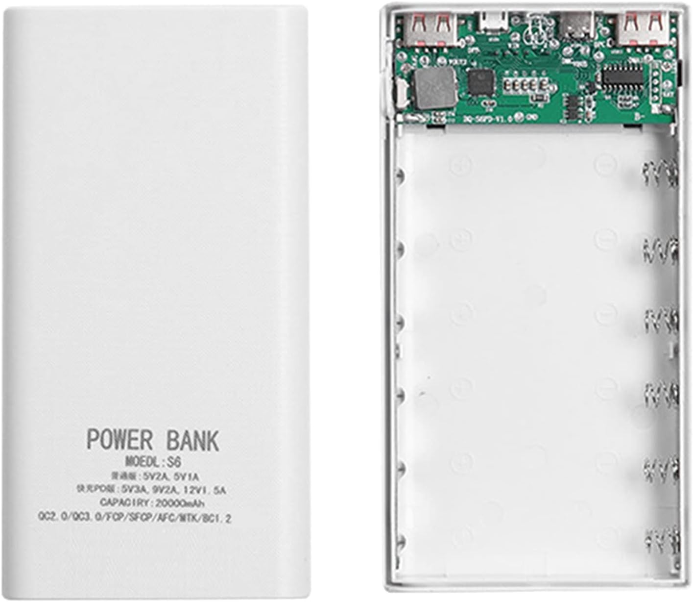 TKOWTB 18650 5V 2.1A 20000MAh 6X18650 Battery Power Bank Box LCD Display Power Board for Battery DIY Powerbank
