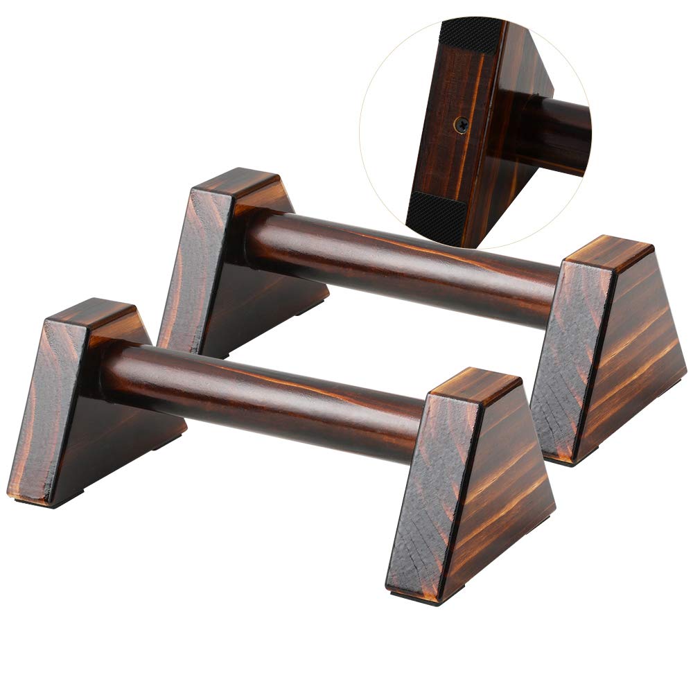 Push-up Stand, 2 PCS Wood Pushup Bars Non-Slip Base Exercise Home Workout Equipment, 30CM Wooden Parallettes Handle Stands Grip for Men Strength Training, Planks Calisthenics