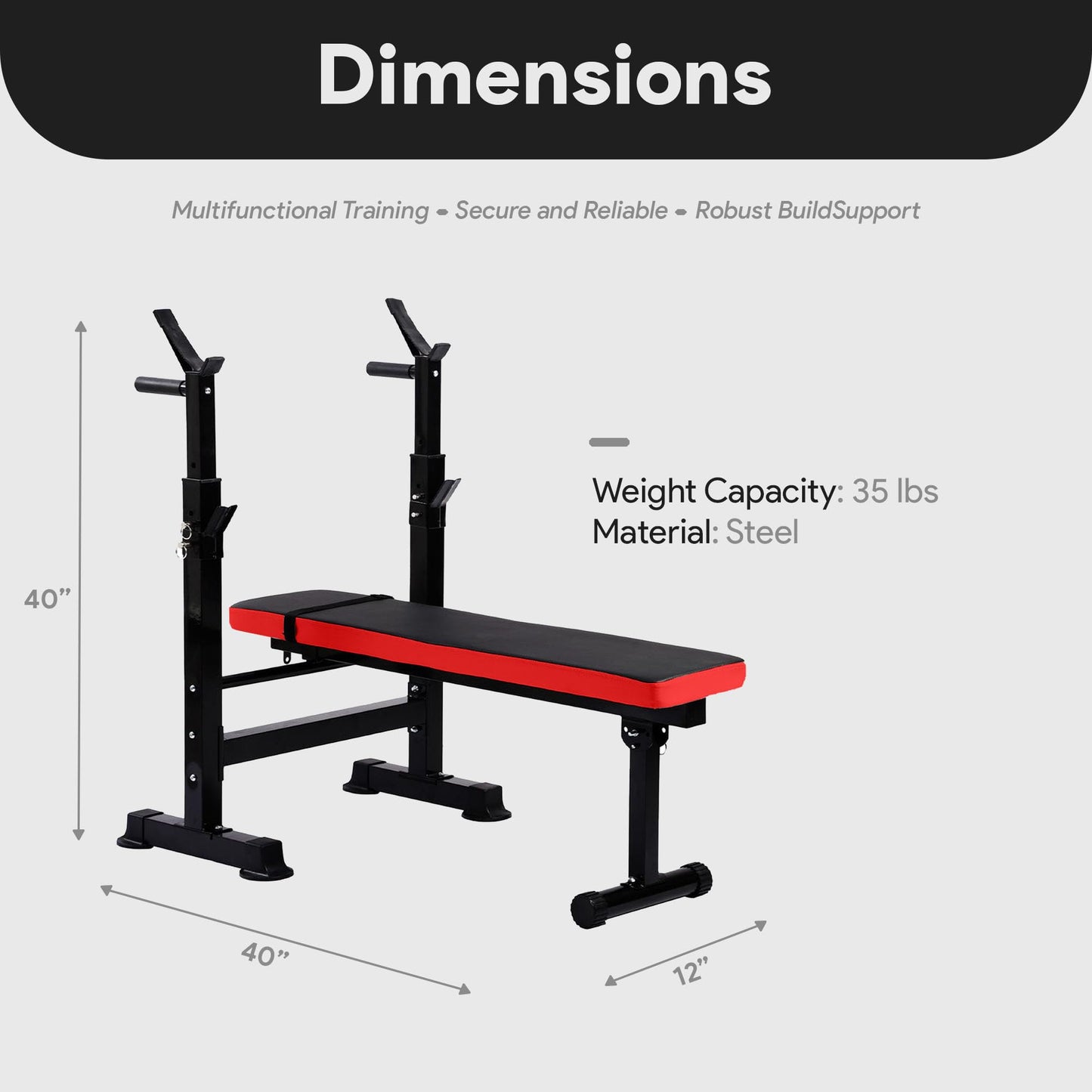 BalanceFrom Steel Weight Bench with Squat Rack, Adjustable Seat, and Recliner – Foldable Home Gym Equipment with 6-Position Barbell Holder and Leg Developer, 400 Pound User Capacity