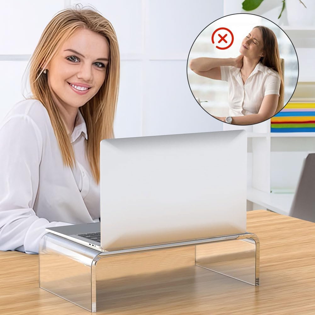 Generic Acrylic Monitor Stand Clear Monitor Riser Desk Laptop Stand Riser Laptop/PC/Multimedia Monitor Stand for Home