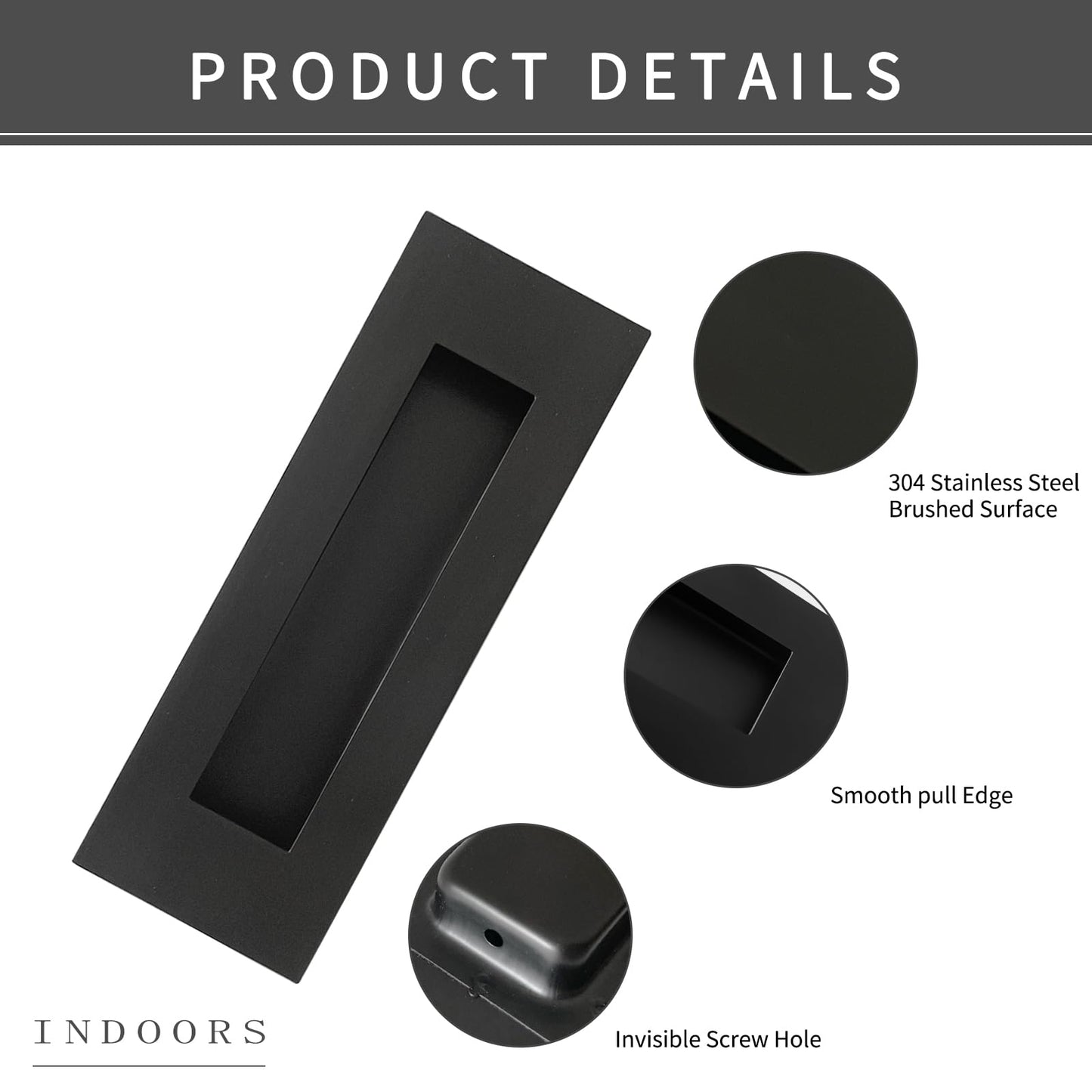senharvest Recessed Finger Flush Pulls with Edge Pull -Sliding Closet Door Handles Hardware Suitable for Pocket Door,Closet Door,Sliding Doors, Barn Door Handle (Black, 7Inch)