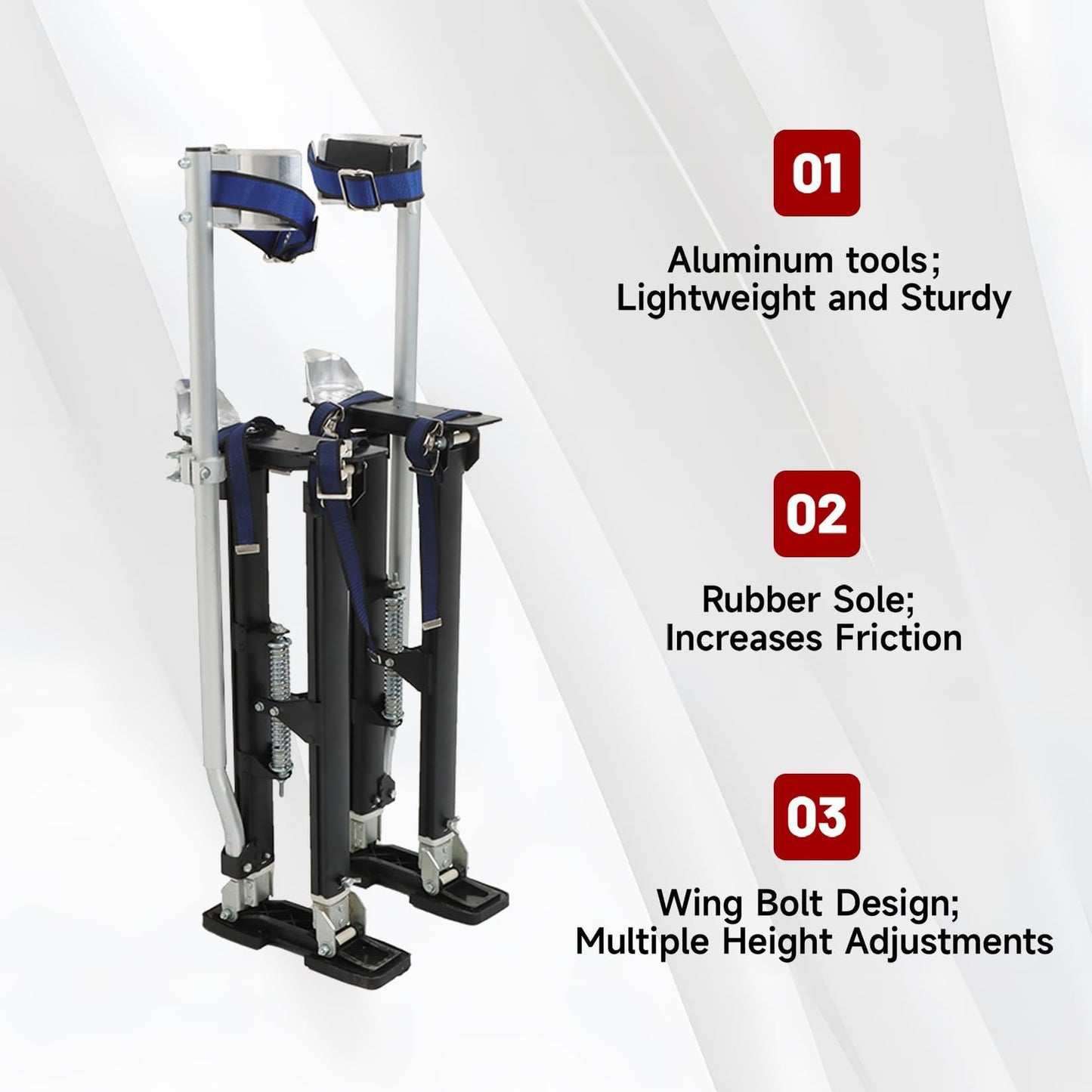 findmall 24-40 Inch Drywall Stilts Grade Adjustable Auminum Tool Stilt for Painting or Cleaning - Black