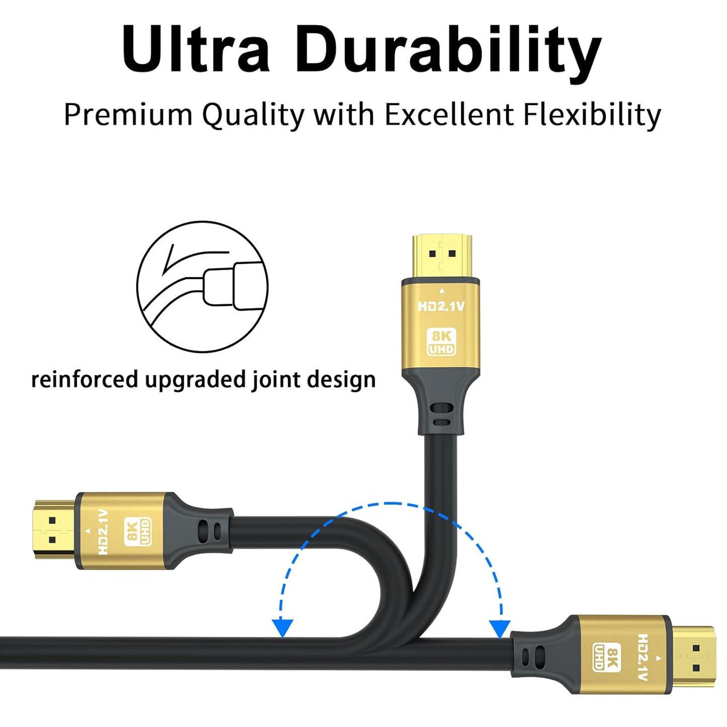3.3FT, 8K@60Hz 4K@120Hz, 48 2.1 PS5, Short Hdmi Cable Gbps Ultra High Speed Hdmi cord with Gold-plated Connectors
