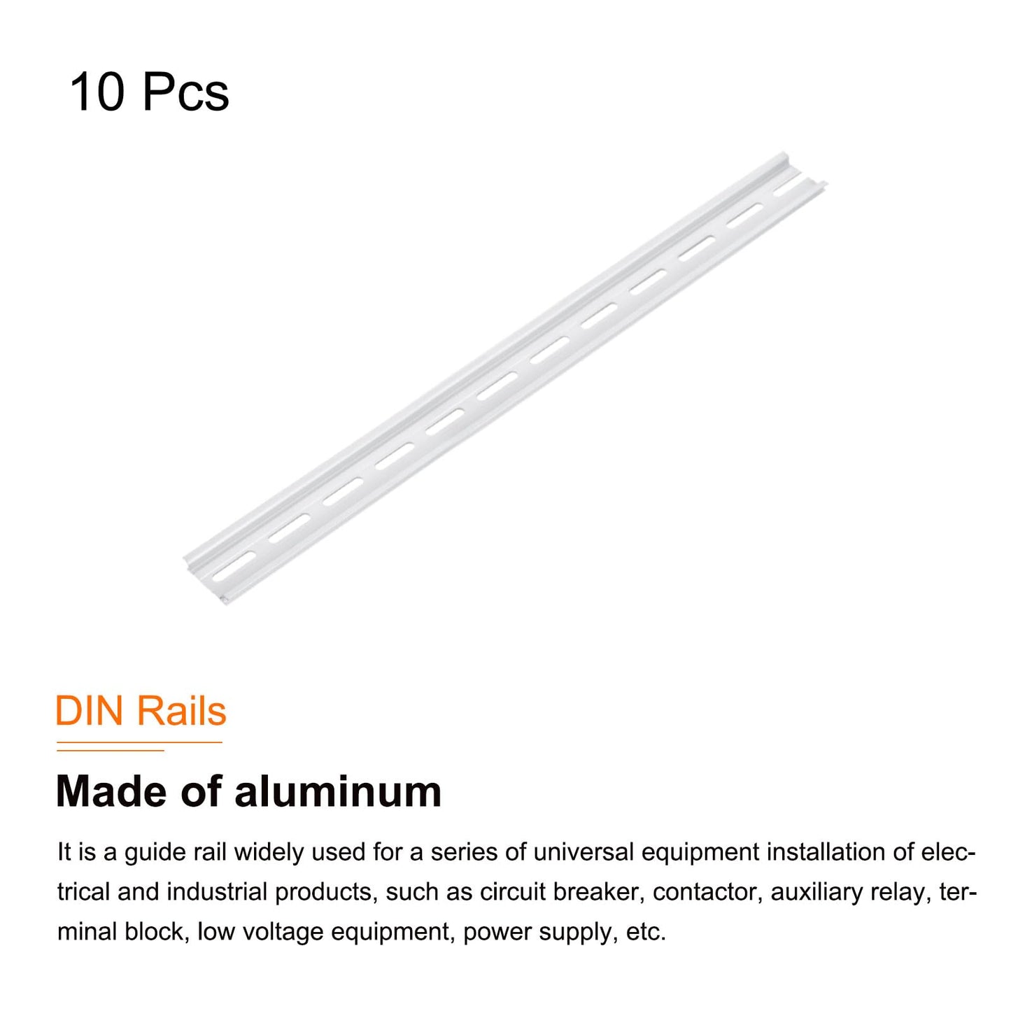 MECCANIXITY DIN Rail Slotted Aluminum Mounting Guide 15 Inch x 1.4 Inch x 0.3 Inch for Equipment Installation Pack of 10 Pcs