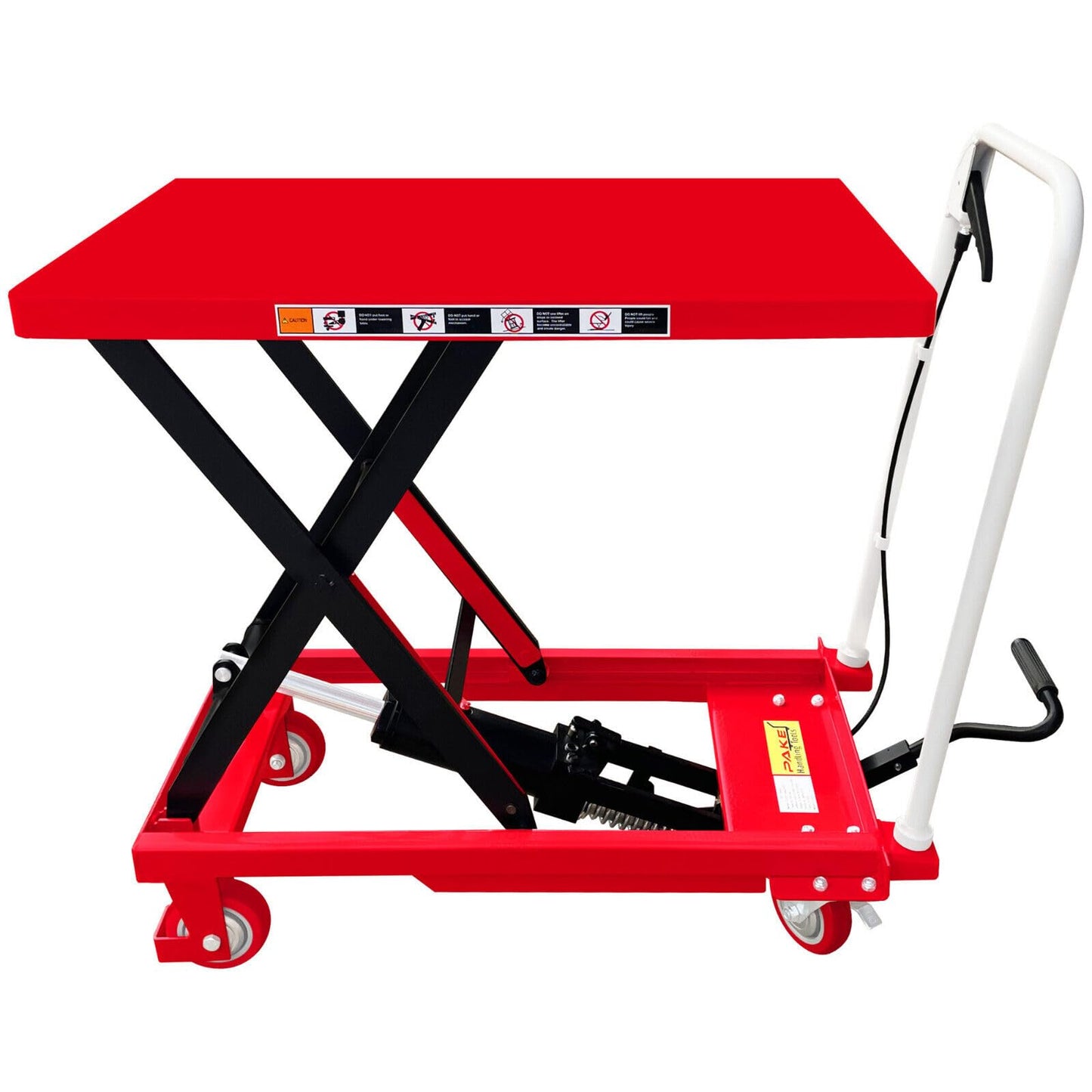 Hydraulic Scissor Lift Table Cart, 500 lb. Cap, 27.75" L x 17.75" W, 8.25" - 28.5" H, for Warehouse & Workshop Material Handling, Pake Handling Tools (Premium 500lbs Lift Cart)