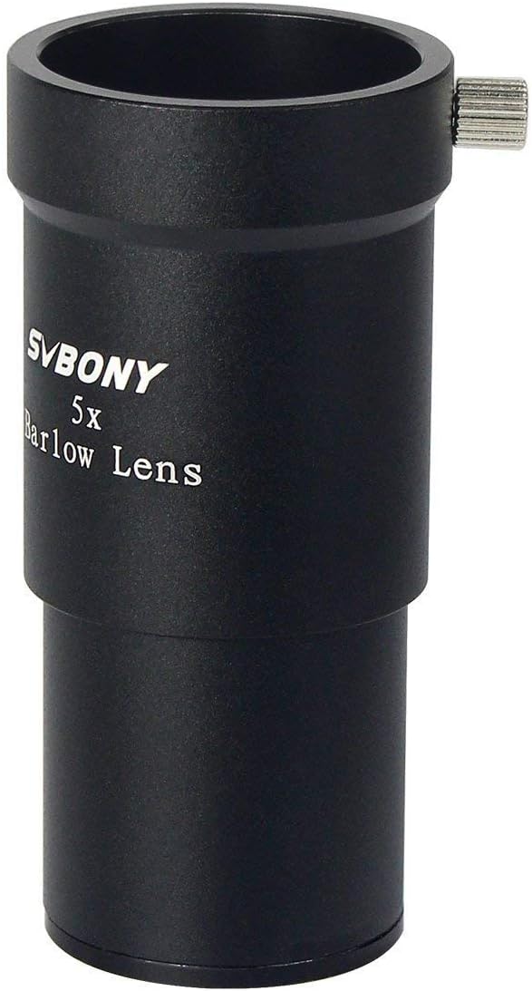 SVBONY 5X, 1.25 Inch 5X Telescope Barlow Lens Telescope Accessory, Fully Multi Coated Broadband Green Film Barlow Lens