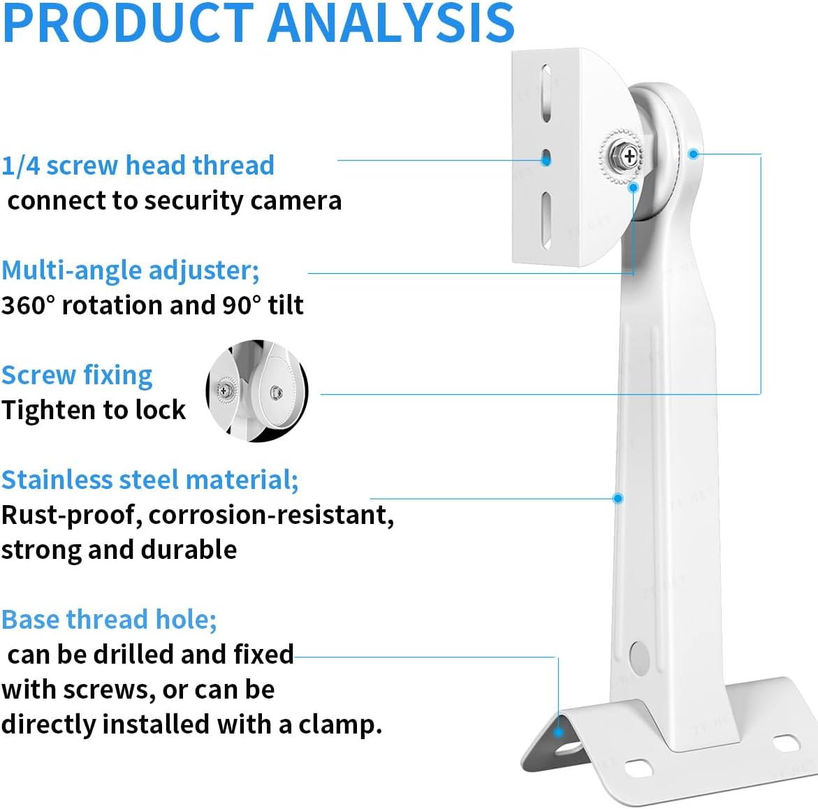 ZT-NET Security Camera Mount Corner Pole Mounting Bracket Universal Heavy-Duty Adjustable Holder for CCTV Cameras