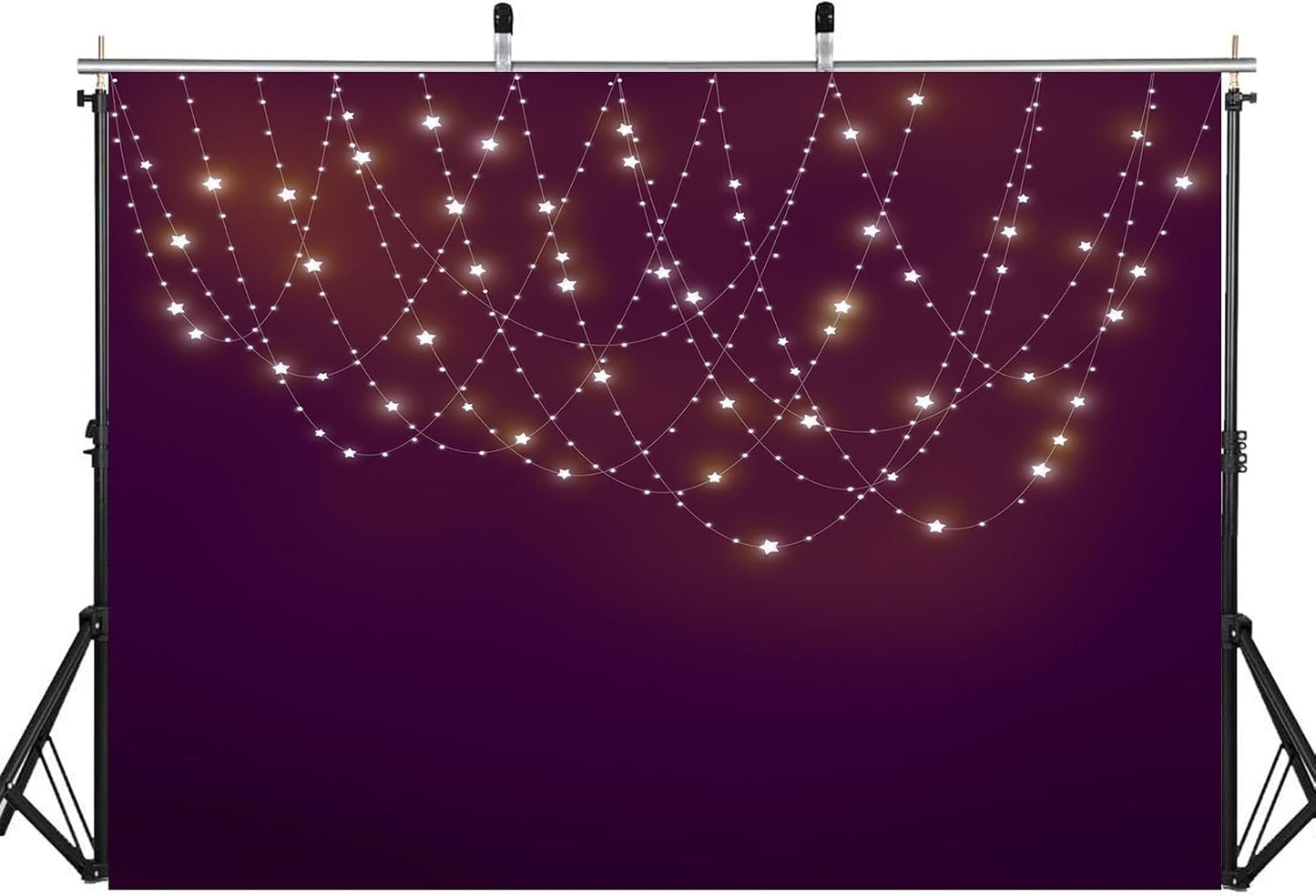 LidyMini 8x8ft Fabric Purple Star String Light Backdrop Dreamy Glowing Night Background Prom Party Decorations Home