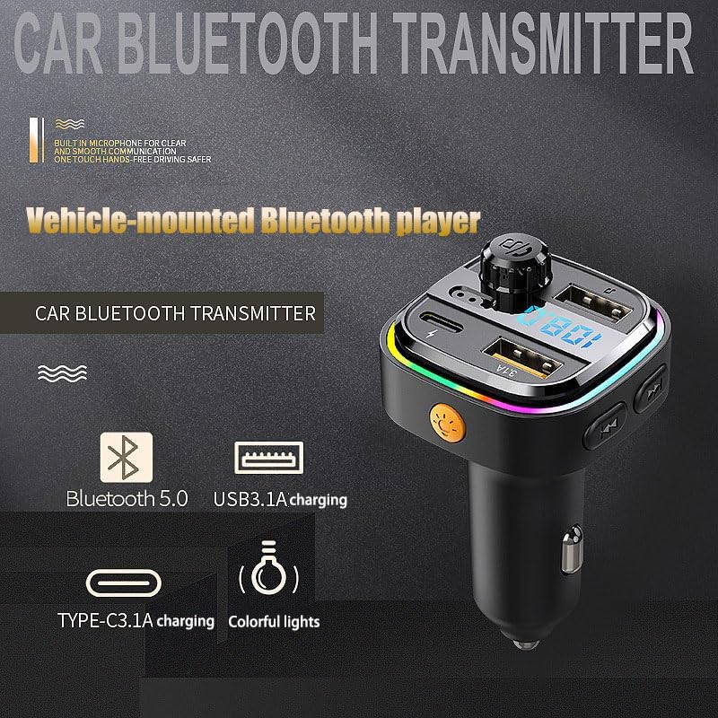 Ti Cow Mp3 New Multi-Functional Vehicle-Mounted Bluetooth Player Car FM Transmitter Hands-Free Calling PD Fast Charger