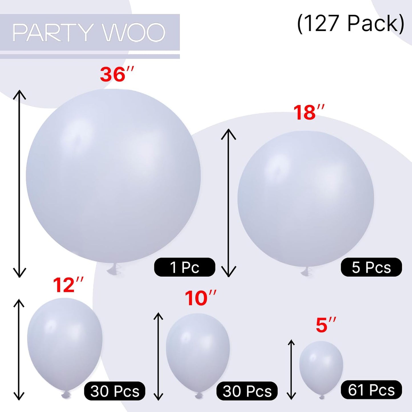 PartyWoo Dusty Blue Balloons - 127-Piece Slate Blue Boho Balloon Arch Kit | Baby Shower & Graduation Decor