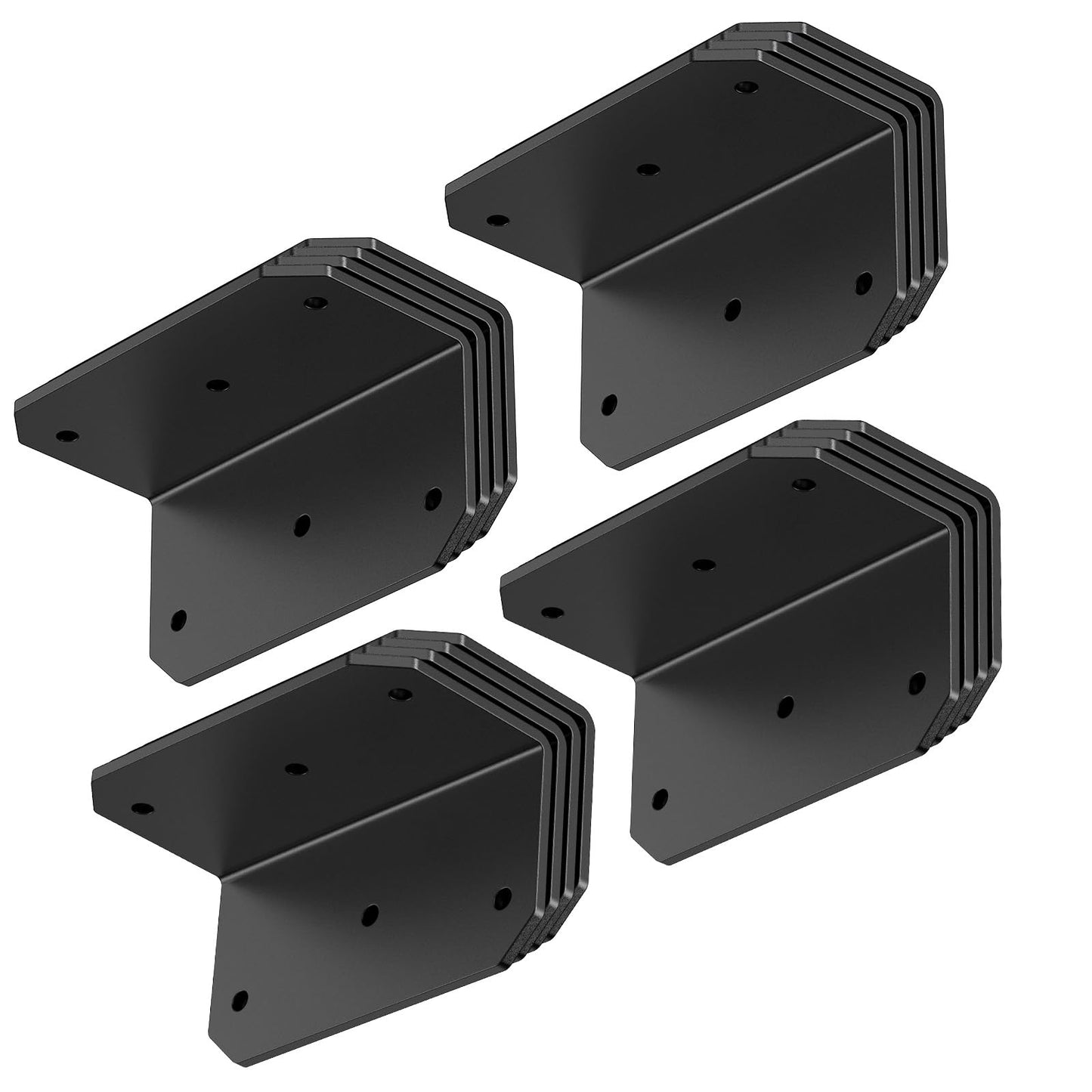 SecureLatch 4 Inch Heavy Duty Galvanized L Bracket, 90 Degree Angle Bracket for Wood, 4"×2"×2" Metal Corner Brace for Floating Shelves, Table, Framing, Fence, Deck, Furniture (Black-16PCS)