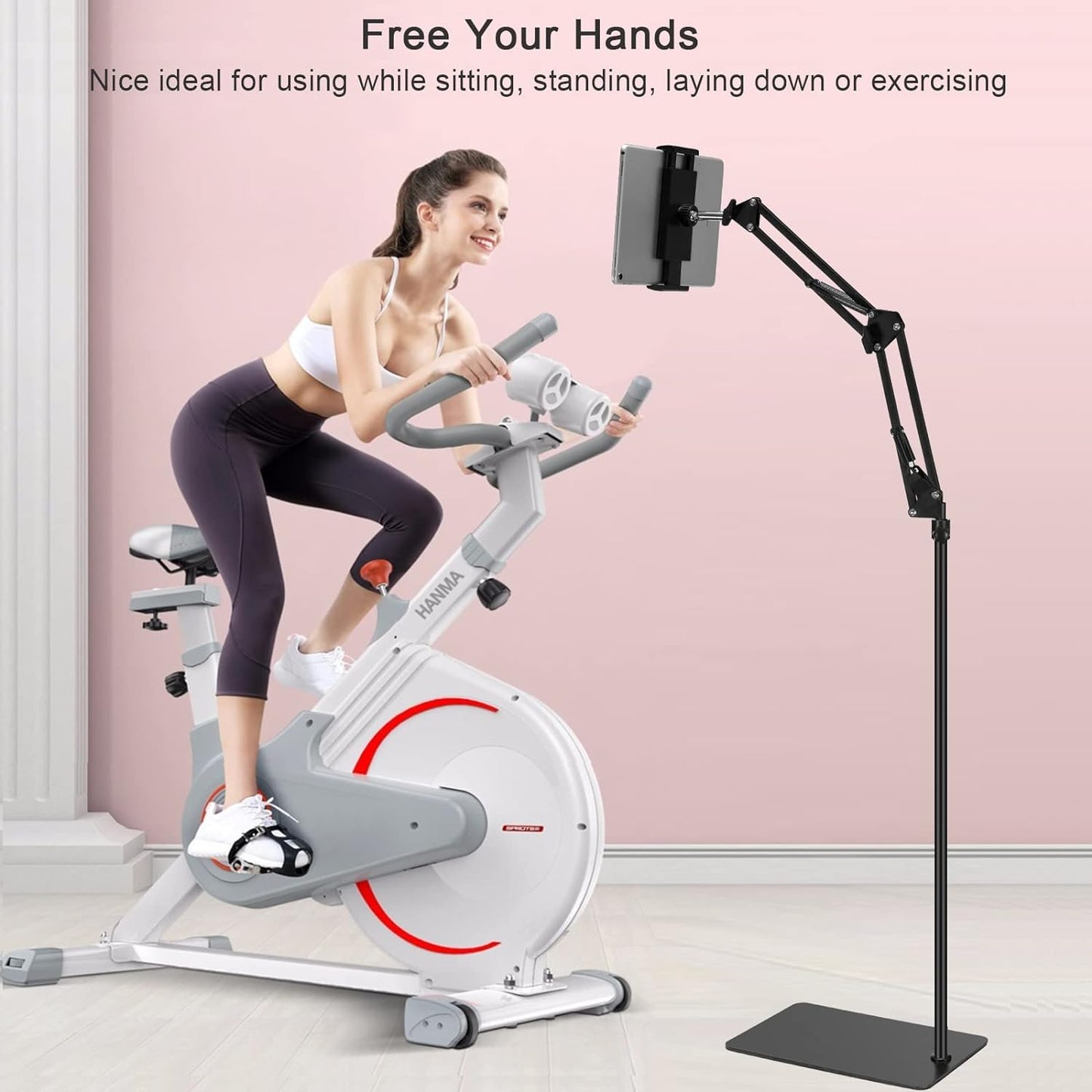 SAMHOUSING 360-degree 4.7~12.9 Inch-Screen Tablet Floor Stand, Adjustable Universal Rotatable Metal Tablet Holder