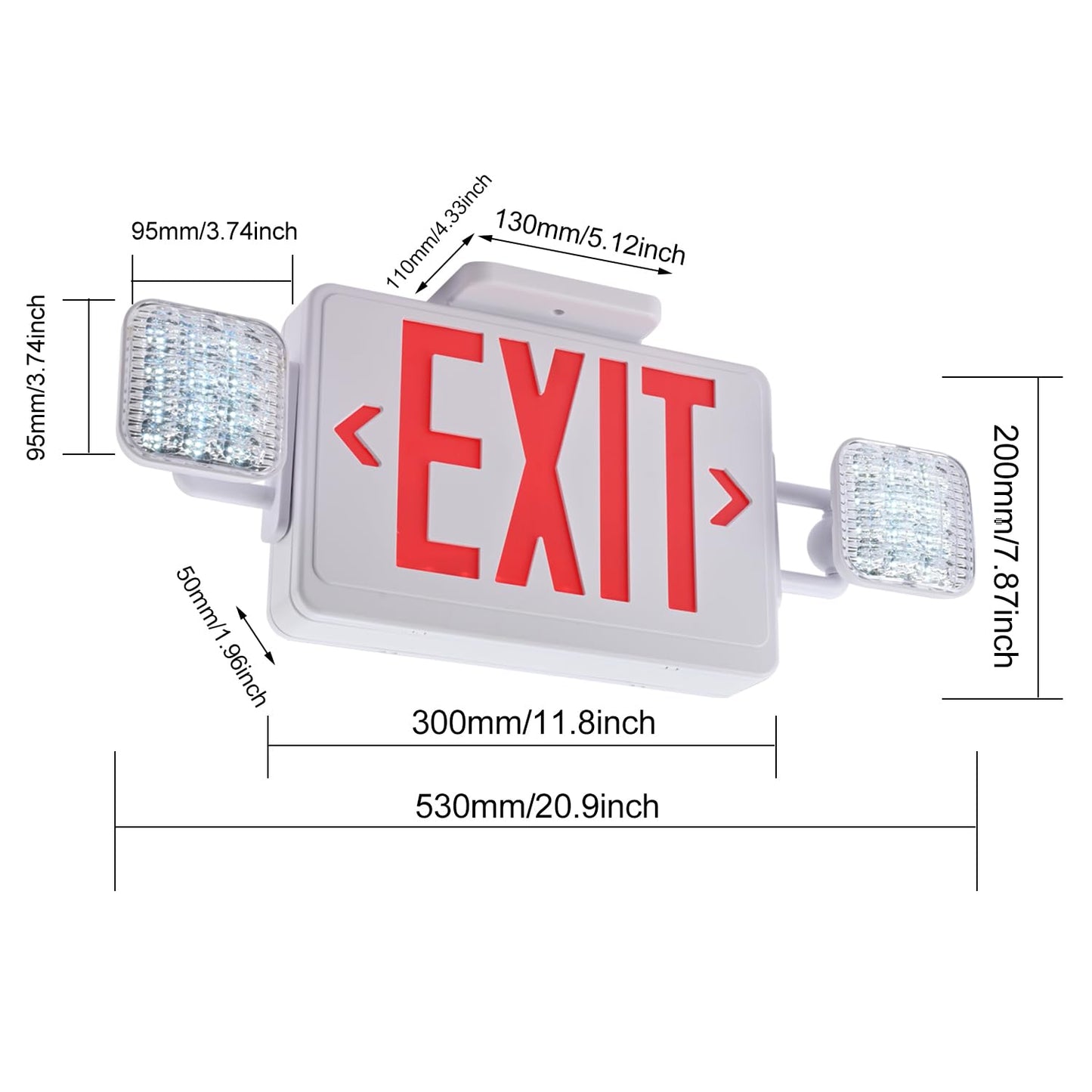 Apmeetlux Red Exit Sign with Emergency Lights, 200lm 3Hours Plug in Exit Sign Battery Backup Lights for Business,Commerical Emergency Lighting Combo UL 924 AC85-277V Double Face