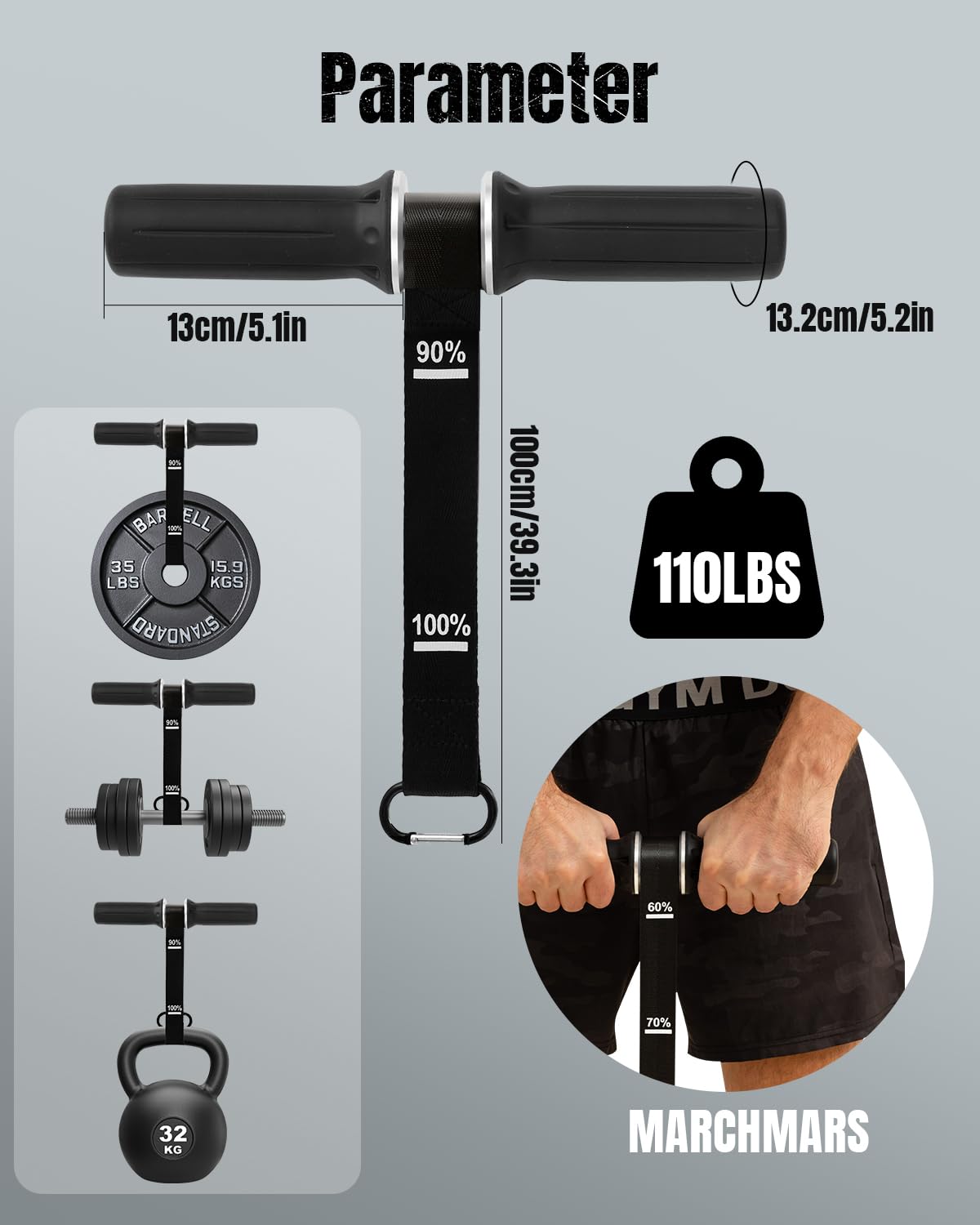 MARCHMARS Forearm Strengthener & Forearm Exerciser, Wrist Roller with Thick Silicone Handle, Forearm Trainer with Heavy-Duty Nylon Strap for Muscle Building, Grip Strength and Recovery