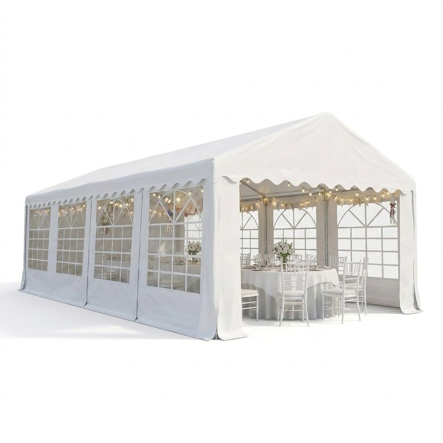 Heavy Duty Party Tent, 20x20FT, Folding Carport Canopy with Galvanized Steel Structure, Roll-Up Windows & Doors, Outdoor Portable Garage with Removable Sidewalls for Car, Boat, Truck, Motorcycle